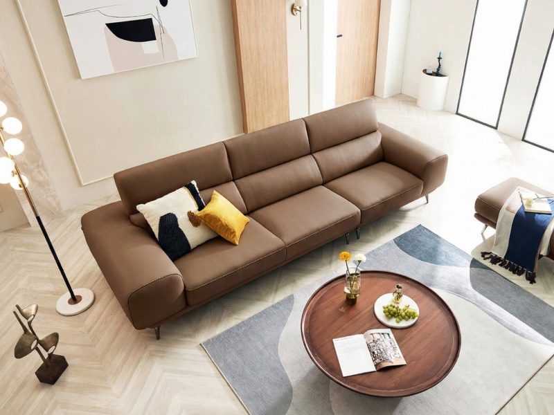 Sofa MELLARO - Sofa Da Dáng Băng 3 Chỗ Tựa Đầu Thông Minh Sang Trọng
