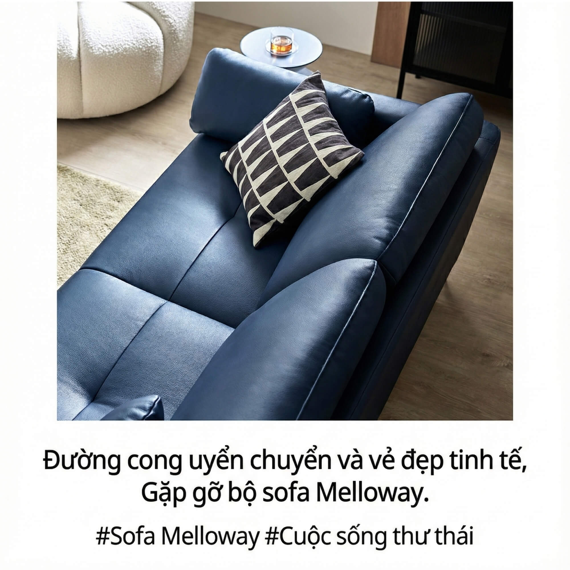 Sofa MELLOWAY - Sofa Băng Bọc Da Sang Trọng Cho Phòng Khách Hiện Đại