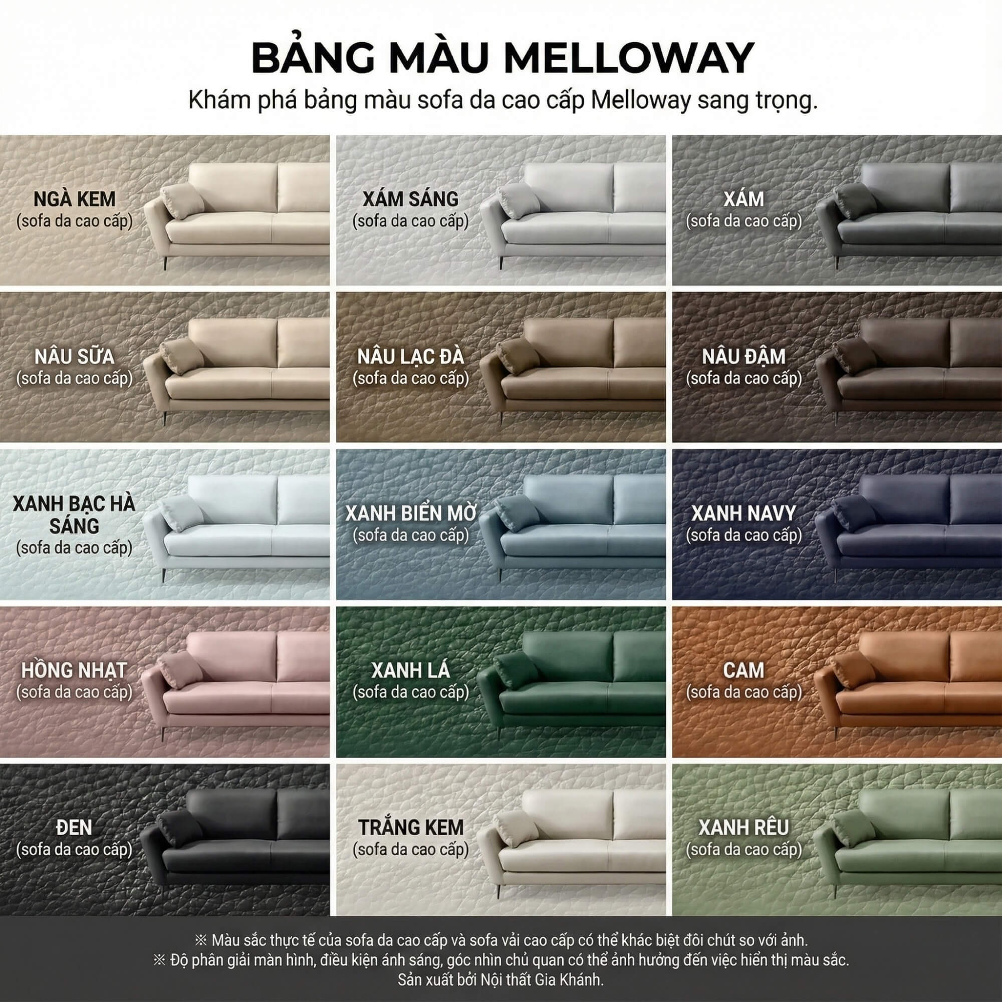 Sofa MELLOWAY - Sofa Băng Bọc Da Sang Trọng Cho Phòng Khách Hiện Đại
