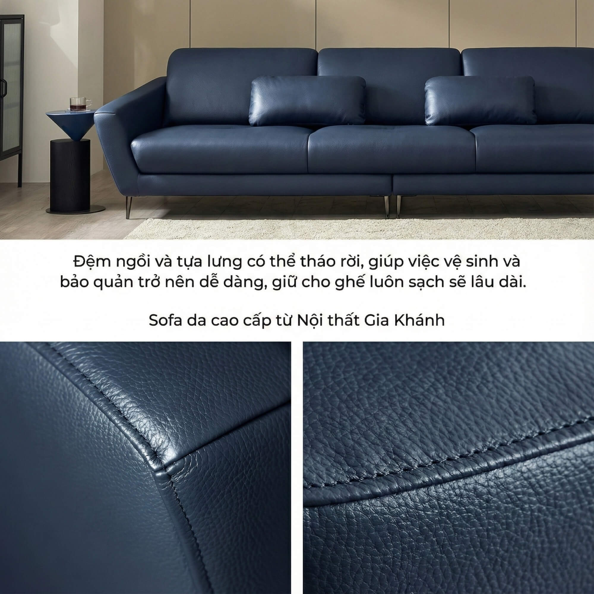 Sofa MELLOWAY - Sofa Băng Bọc Da Sang Trọng Cho Phòng Khách Hiện Đại