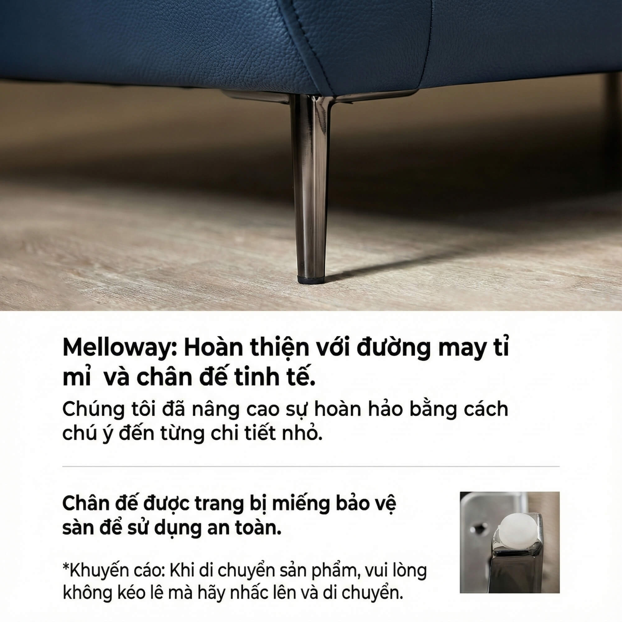 Sofa MELLOWAY - Sofa Băng Bọc Da Sang Trọng Cho Phòng Khách Hiện Đại