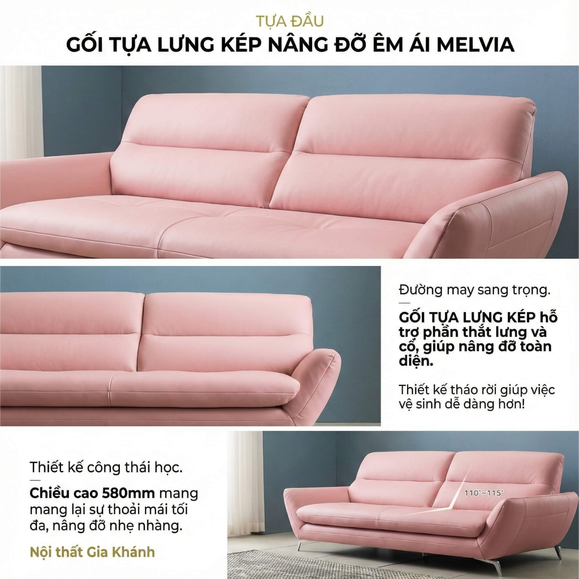 Sofa MELVIA - Sofa Thuyền 2 Chỗ Bọc Da Phong Cách Bắc Âu