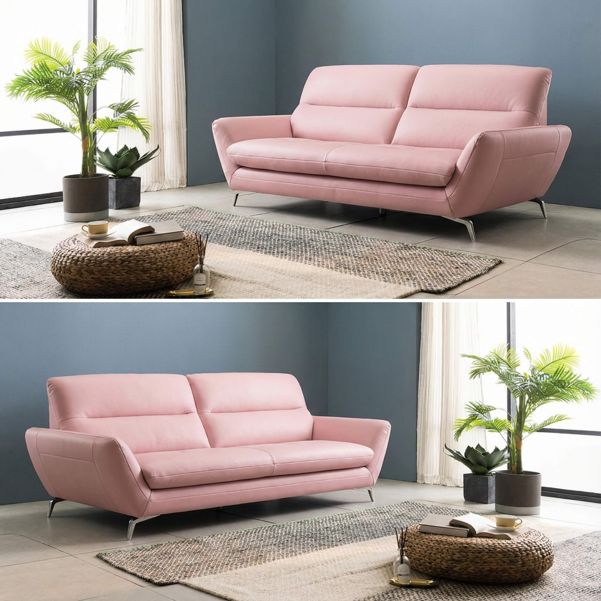 Sofa MELVIA - Sofa Thuyền 2 Chỗ Bọc Da Phong Cách Bắc Âu