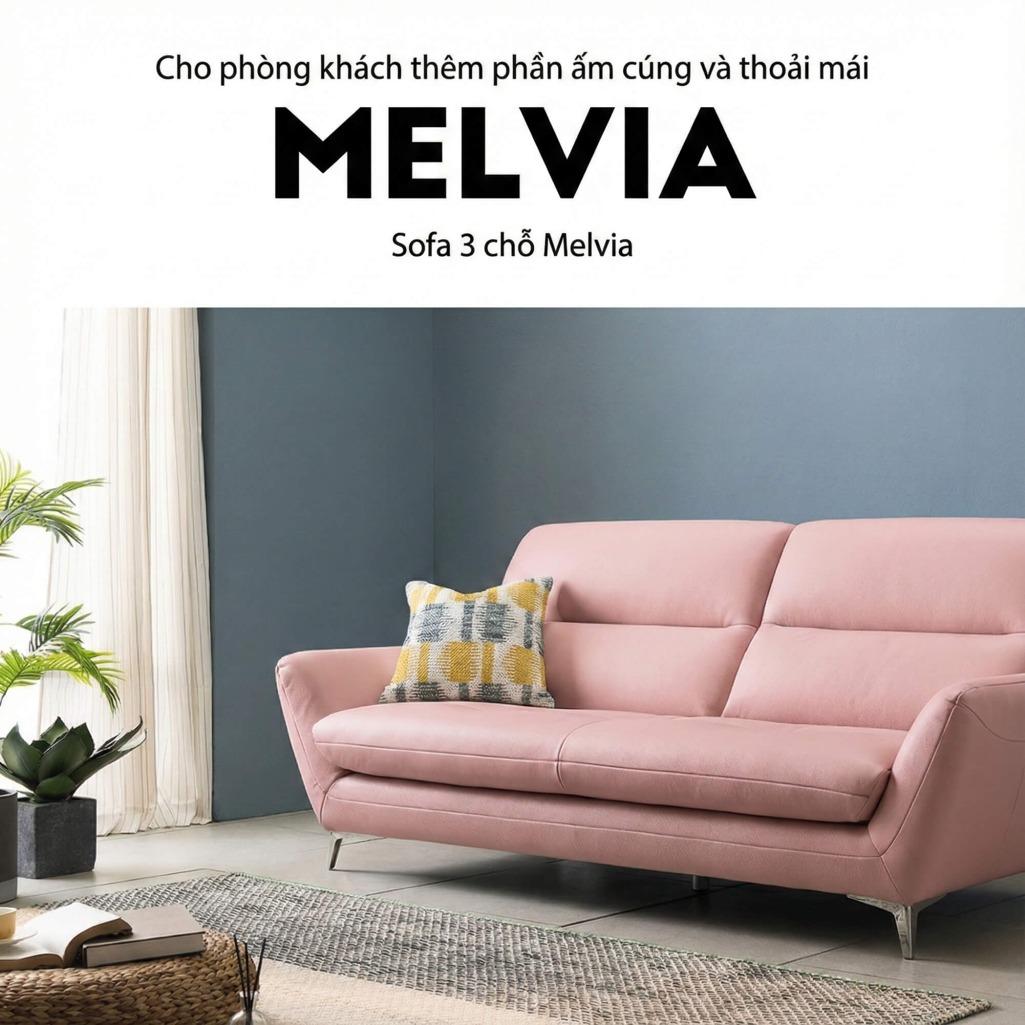 Sofa MELVIA - Sofa Thuyền 2 Chỗ Bọc Da Phong Cách Bắc Âu