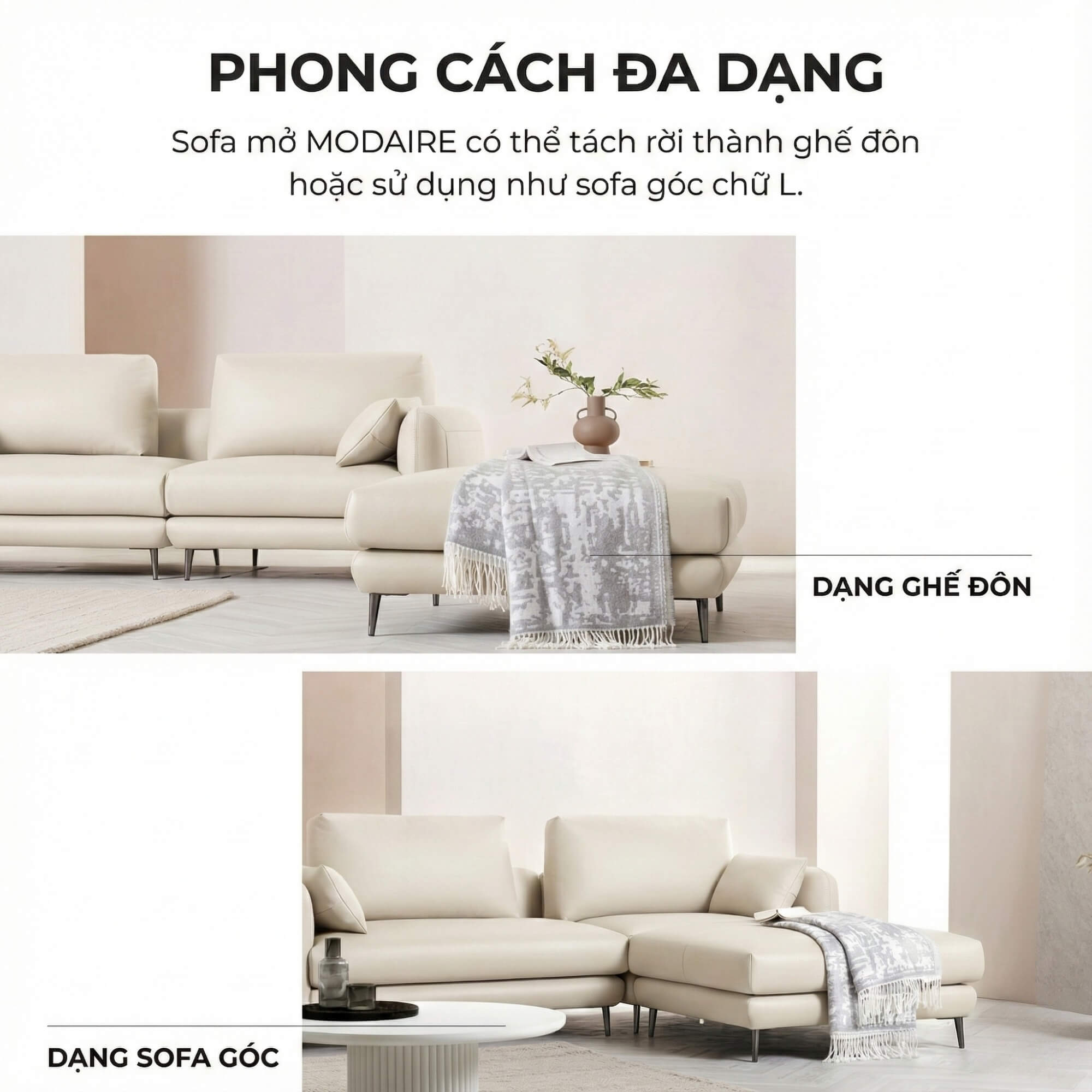 Sofa MODAIRE - Sofa Da Cao Cấp Dạng Mô-đun Linh Hoạt Hiện Đại