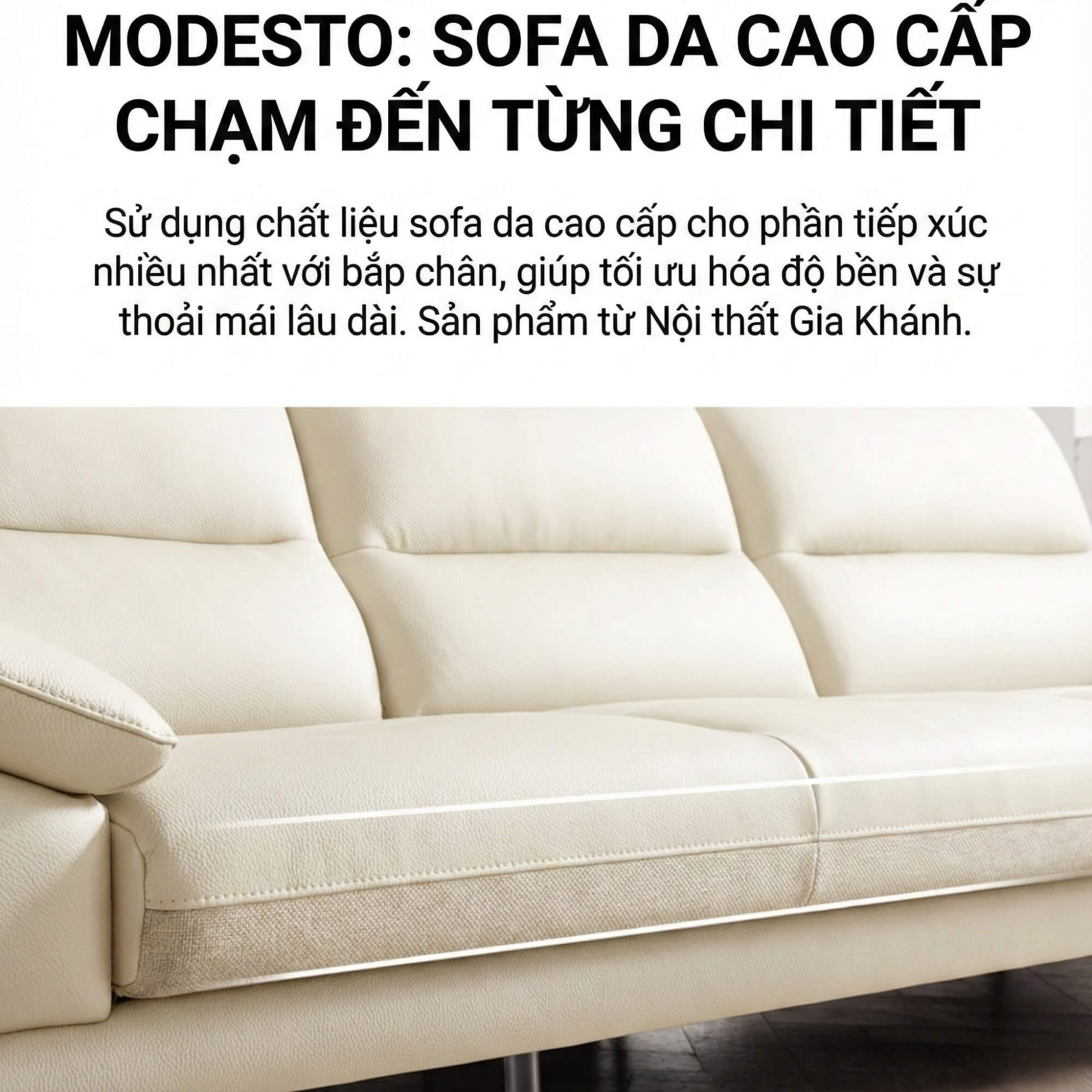 Sofa MODESTO – Sofa Da Dáng Băng Cao Cấp 4 Chỗ Tạy Vịn DayBed