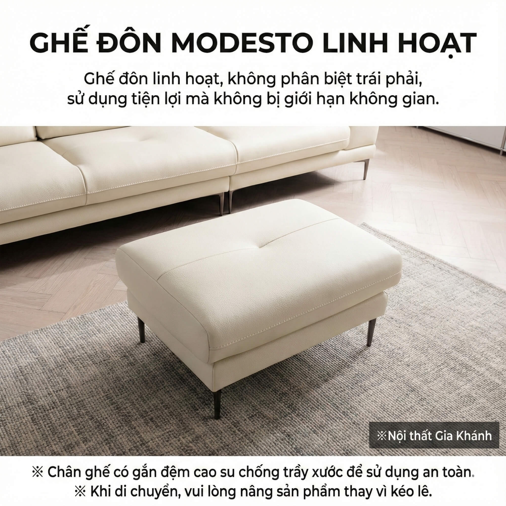 Sofa MODESTO – Sofa Da Dáng Băng Cao Cấp 4 Chỗ Tạy Vịn DayBed