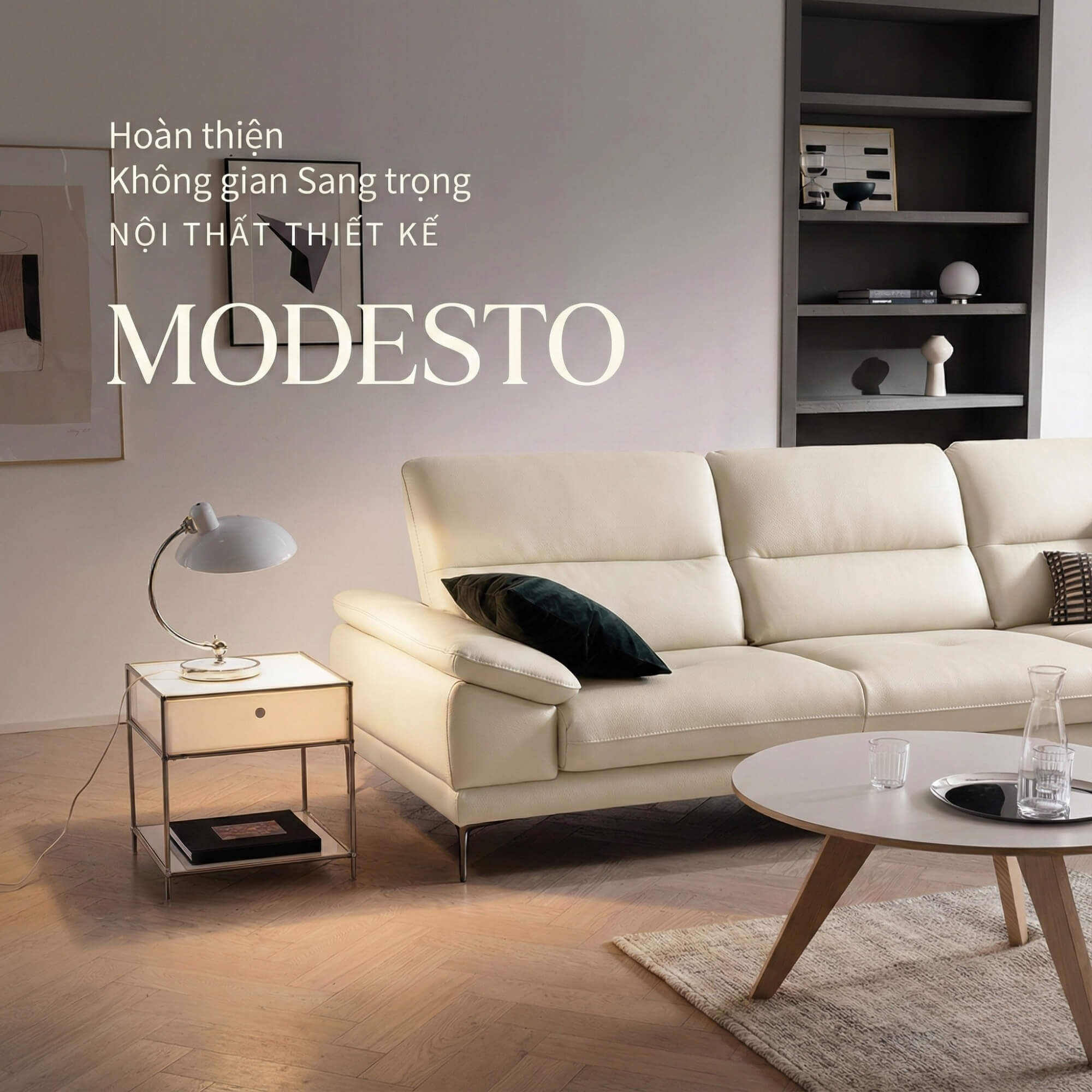 Sofa MODESTO – Sofa Da Dáng Băng Cao Cấp 4 Chỗ Tạy Vịn DayBed