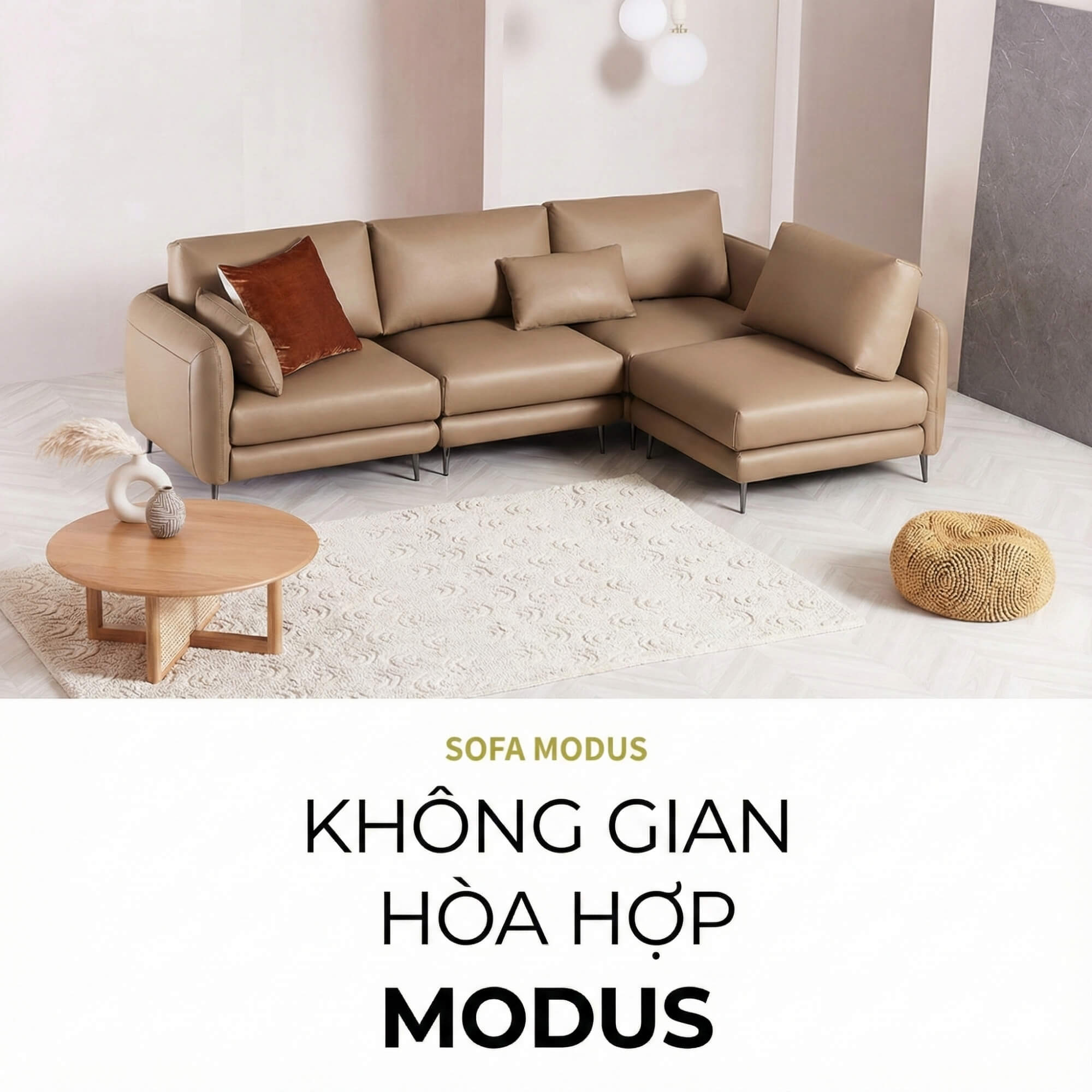 Sofa MODUS - Sofa Da Góc Chữ L Thiết Kế Module Thông Minh Và Linh Hoạt