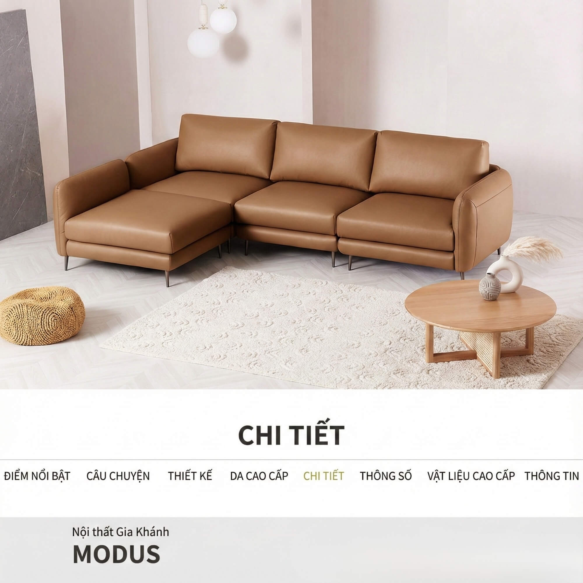 Sofa MODUS - Sofa Da Góc Chữ L Thiết Kế Module Thông Minh Và Linh Hoạt