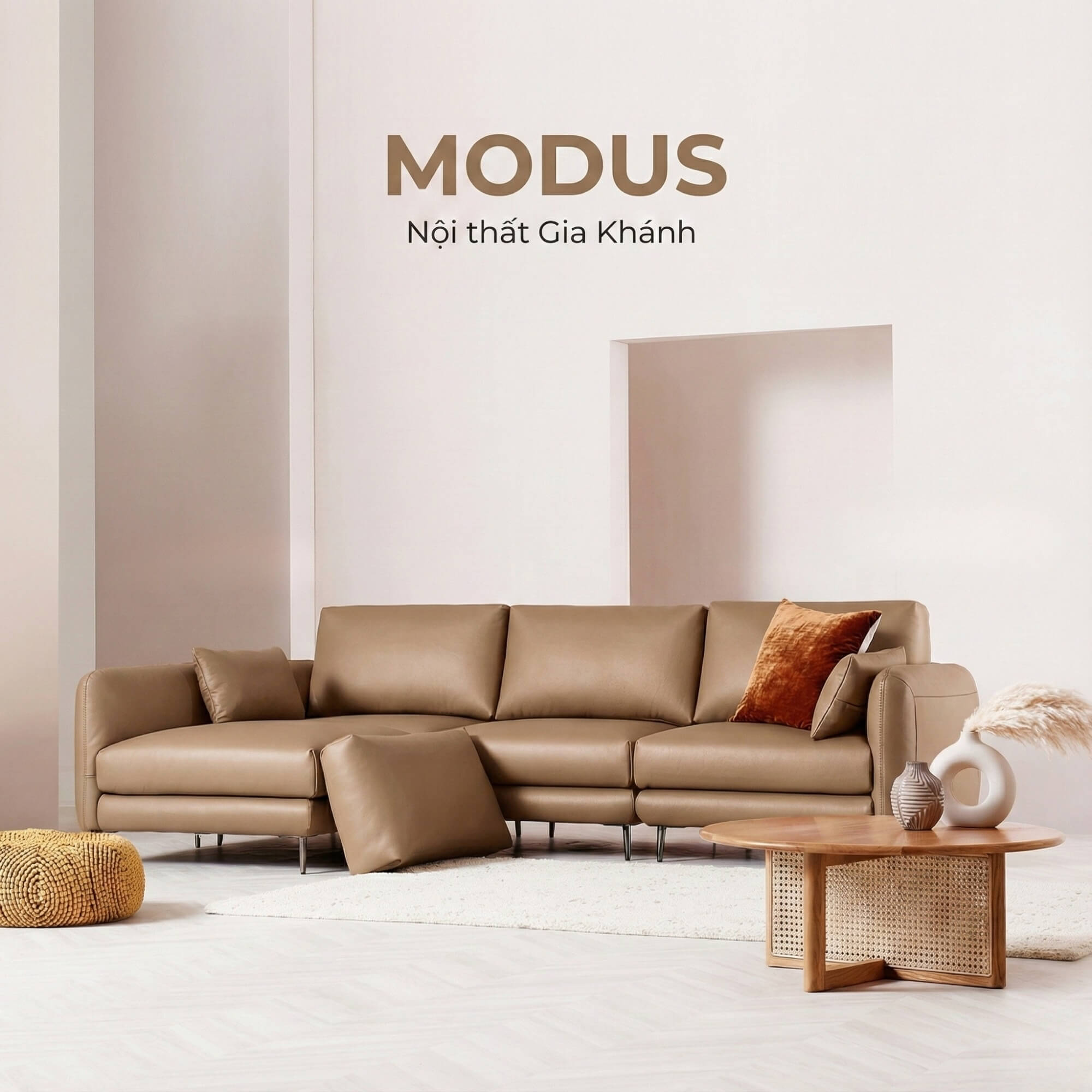 Sofa MODUS - Sofa Da Góc Chữ L Thiết Kế Module Thông Minh Và Linh Hoạt