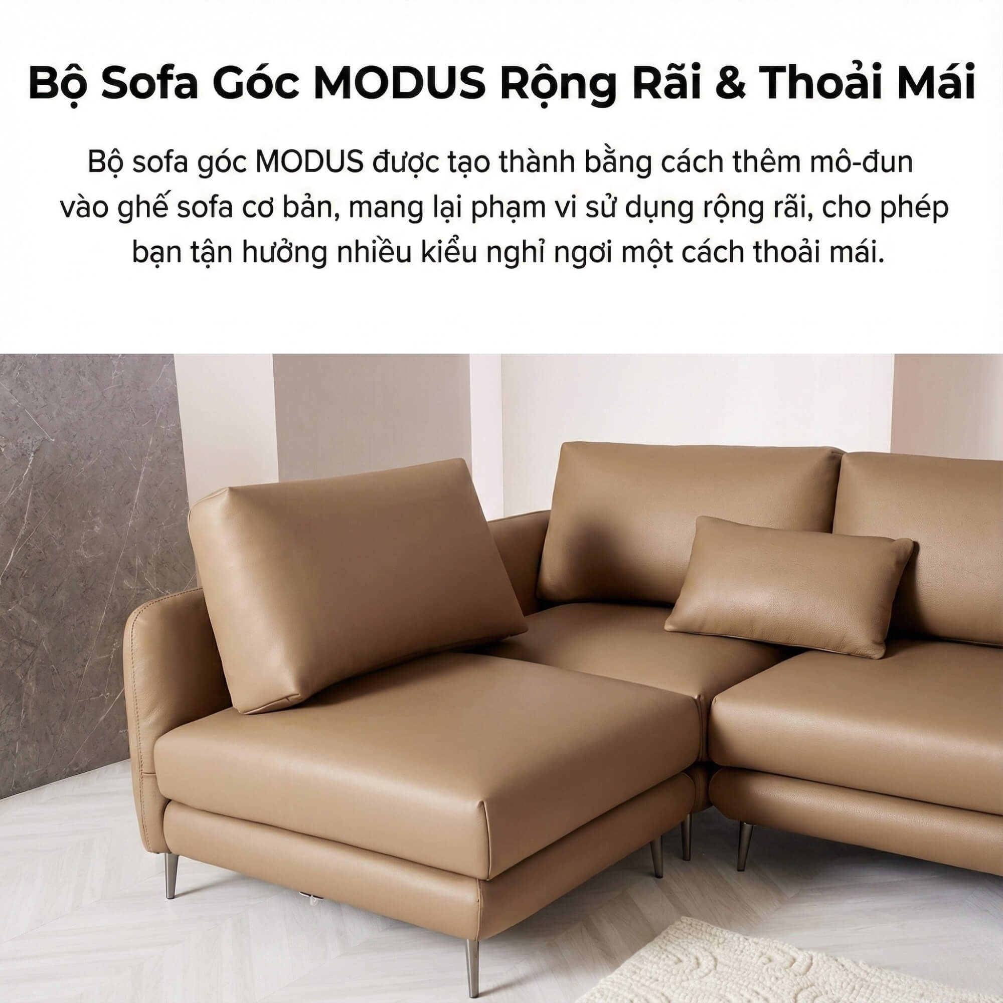 Sofa MODUS - Sofa Da Góc Chữ L Thiết Kế Module Thông Minh Và Linh Hoạt