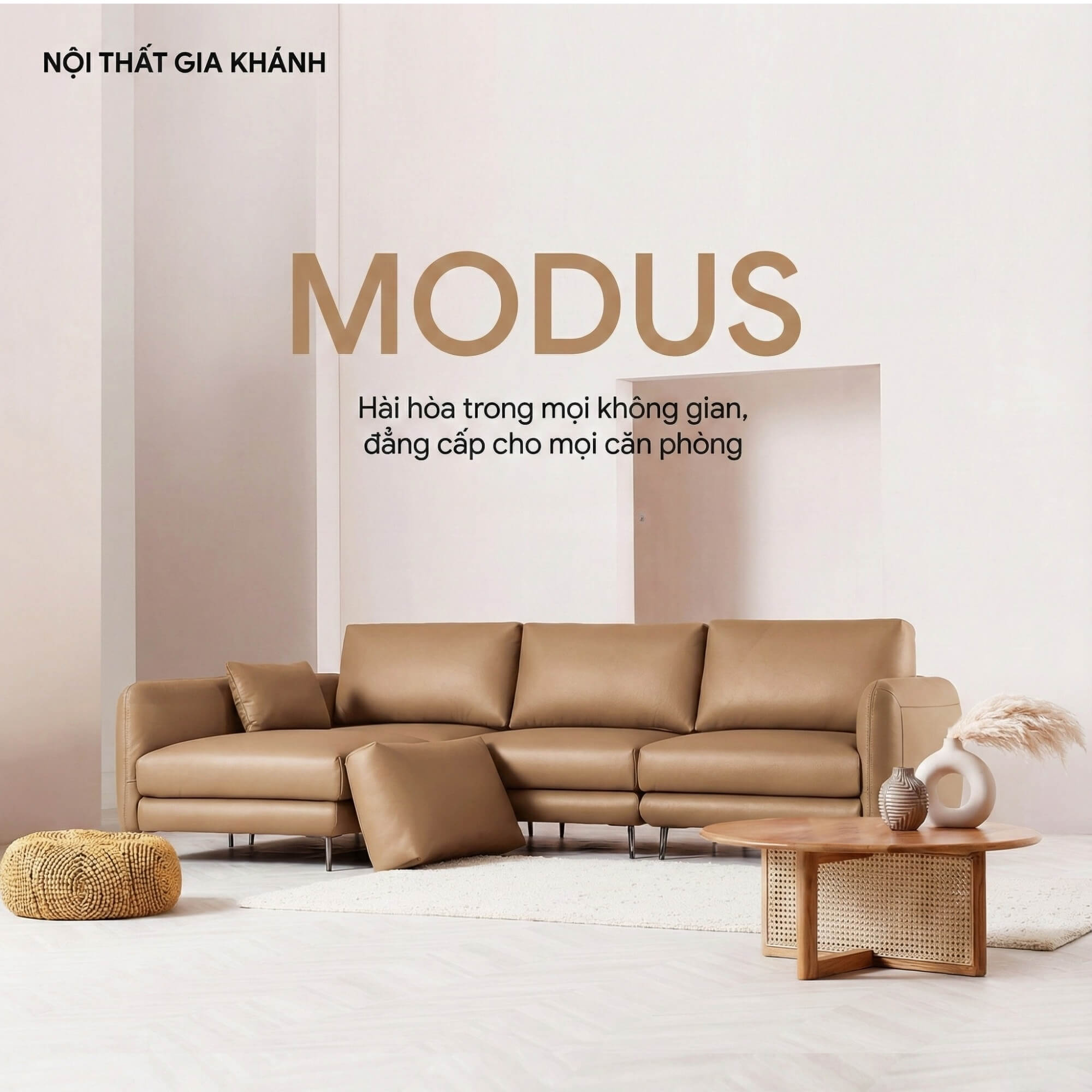 Sofa MODUS - Sofa Da Góc Chữ L Thiết Kế Module Thông Minh Và Linh Hoạt