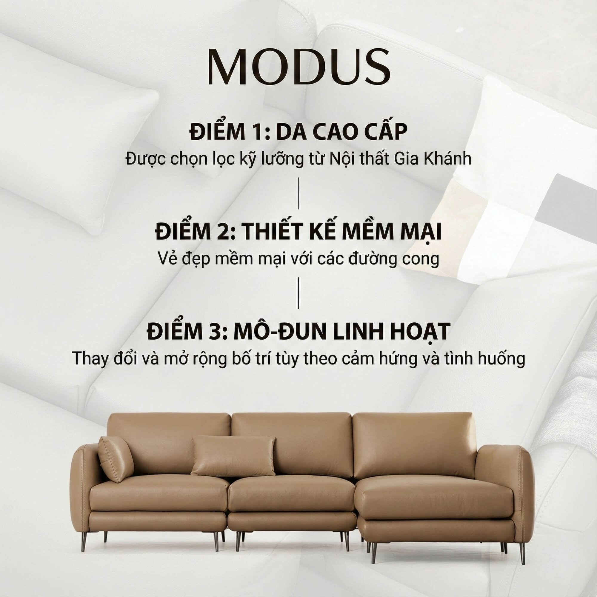 Sofa MODUS - Sofa Da Góc Chữ L Thiết Kế Module Thông Minh Và Linh Hoạt
