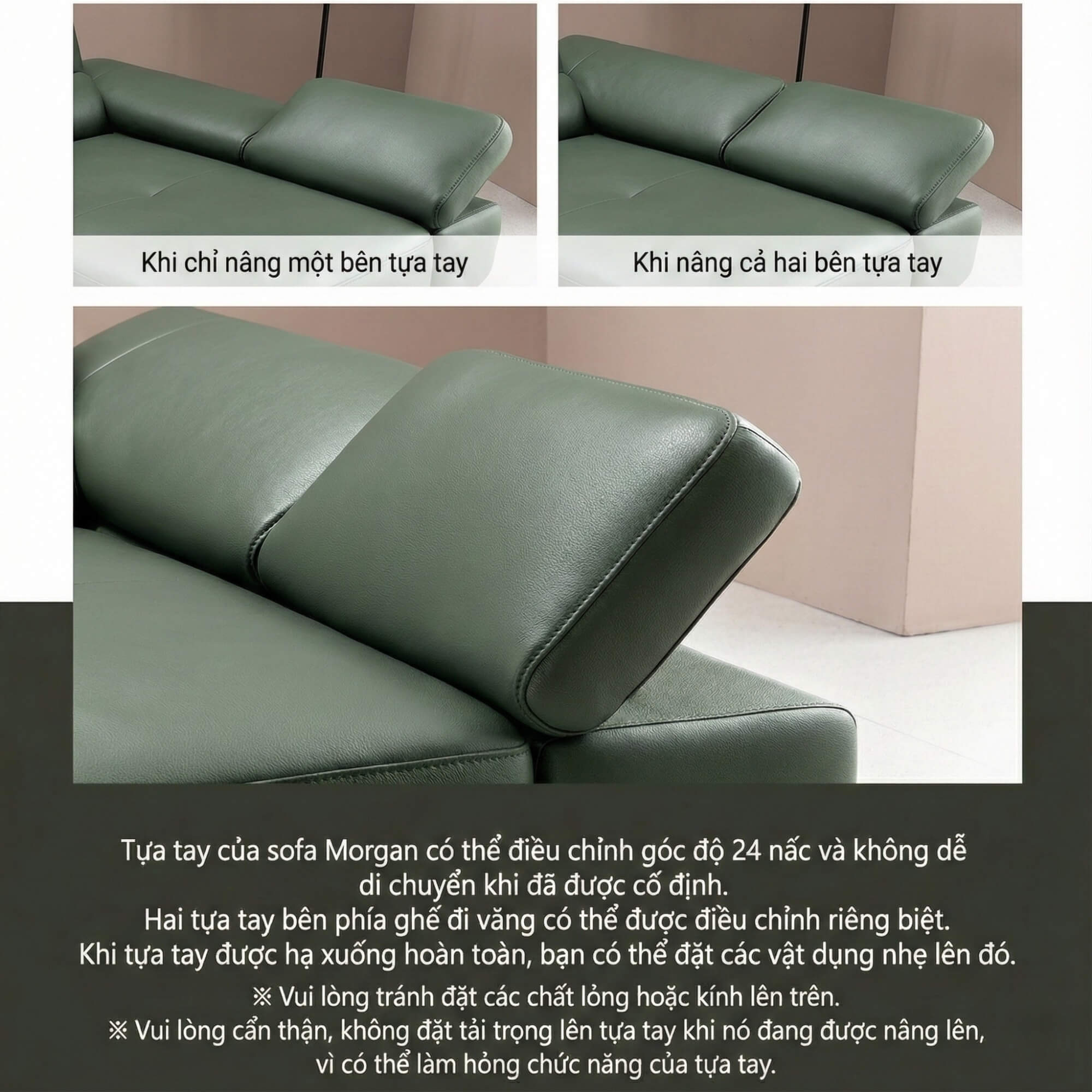 Sofa MORGAN - Sofa Da Lệch Góc Có Tựa Đầu Thông Minh Tuỳ Chỉnh