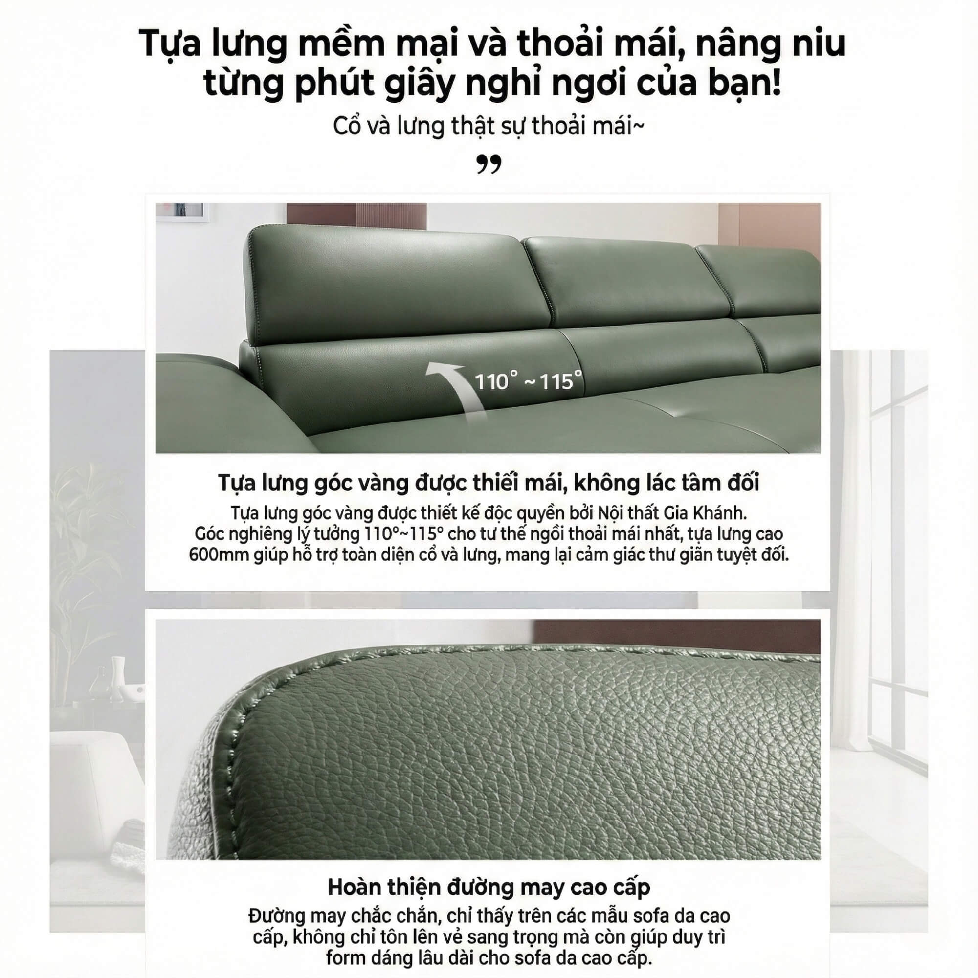 Sofa MORGAN - Sofa Da Lệch Góc Có Tựa Đầu Thông Minh Tuỳ Chỉnh