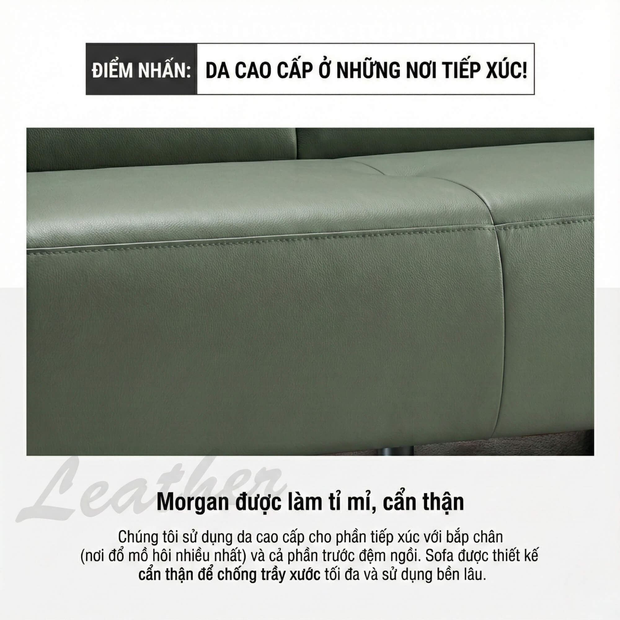 Sofa MORGAN - Sofa Da Lệch Góc Có Tựa Đầu Thông Minh Tuỳ Chỉnh