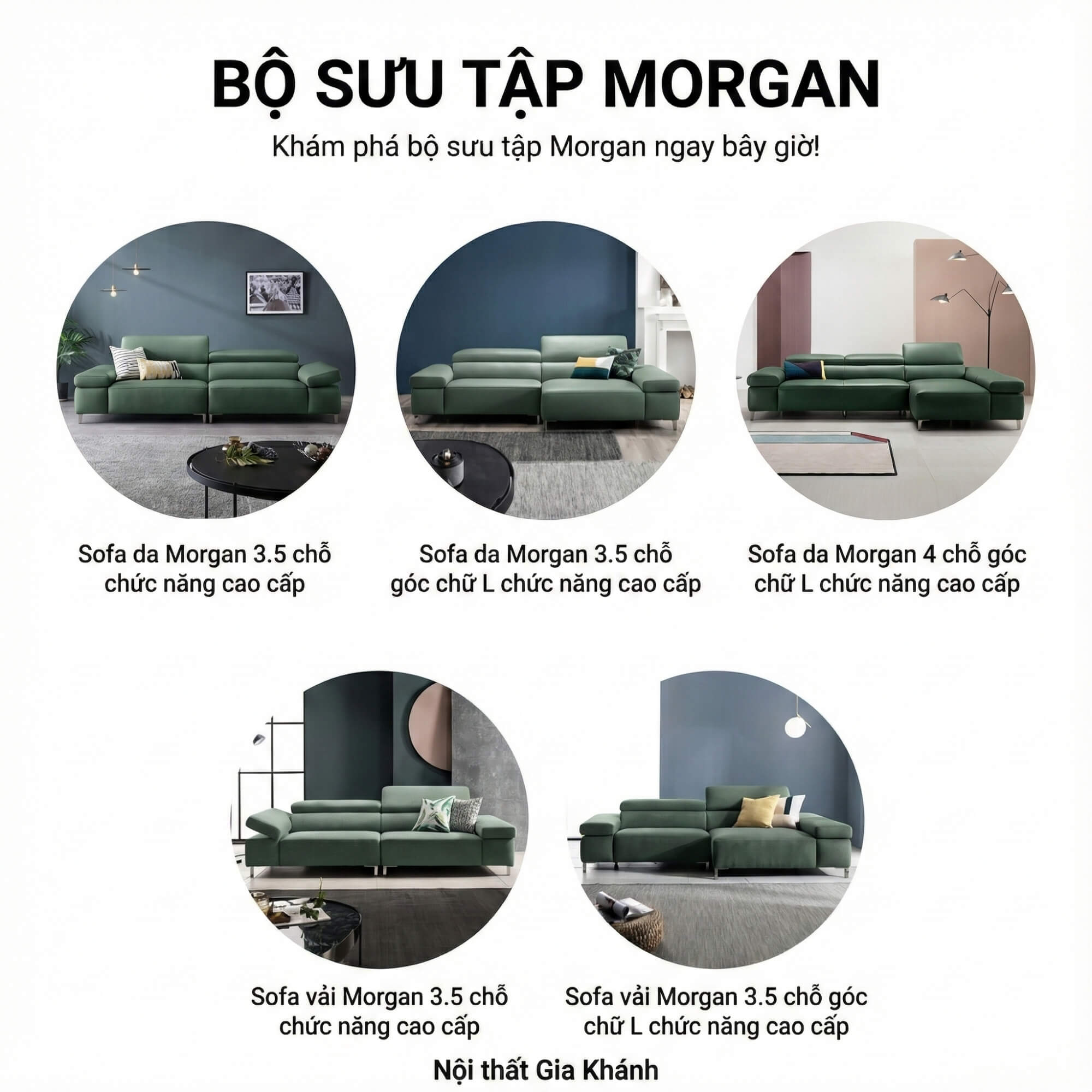 Sofa MORGAN - Sofa Da Lệch Góc Có Tựa Đầu Thông Minh Tuỳ Chỉnh