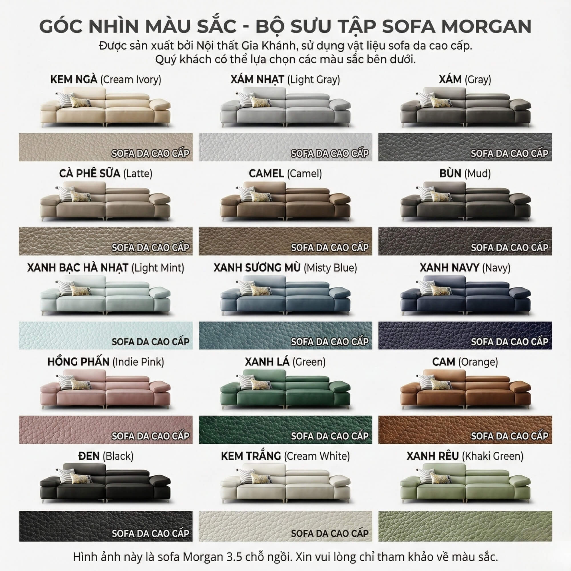 Sofa MORGAN - Sofa Da Lệch Góc Có Tựa Đầu Thông Minh Tuỳ Chỉnh