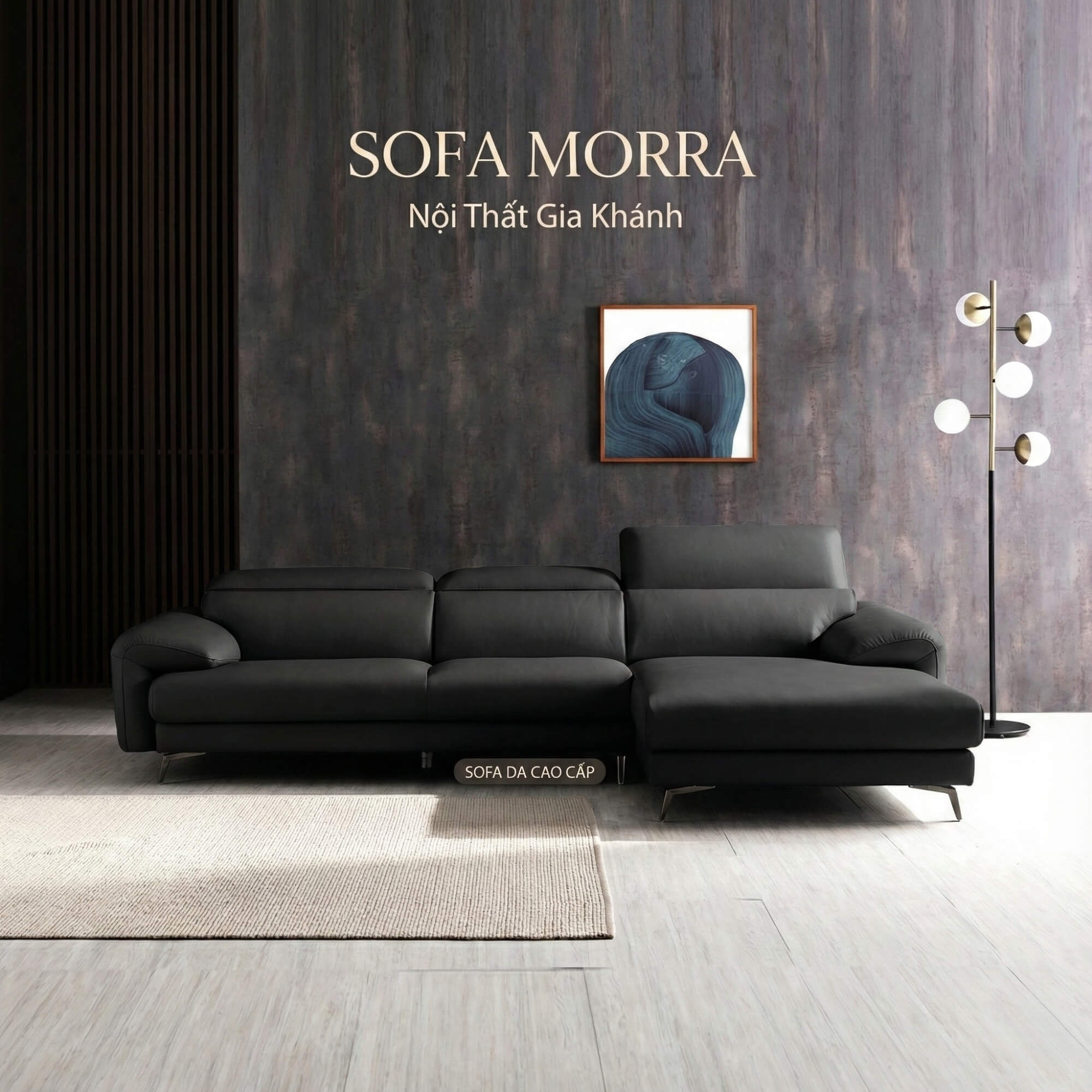 Sofa MORRA – Sofa Da Dáng Góc Hiện Đại Với Tựa Đầu Chức Năng Thư Giãn