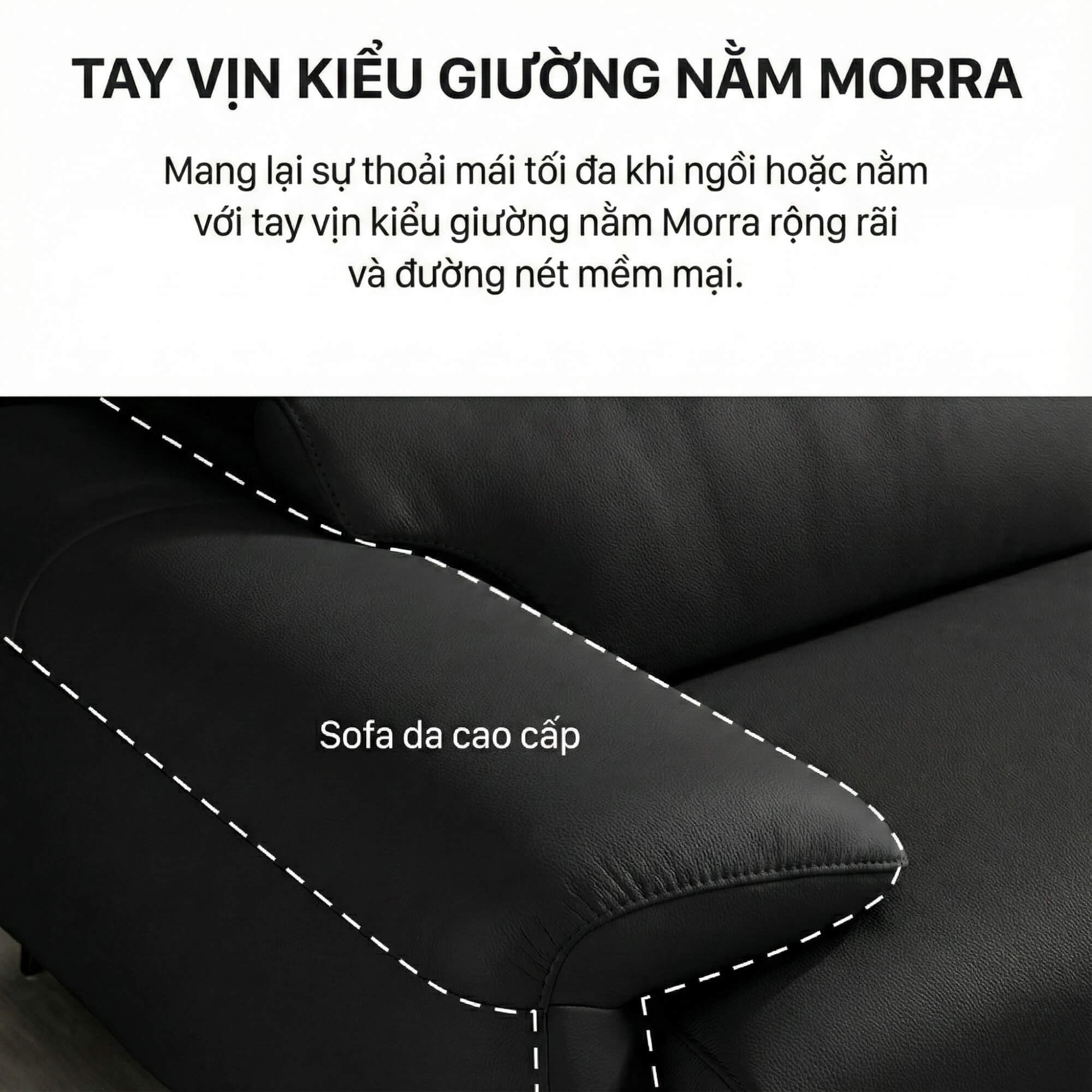 Sofa MORRA – Sofa Da Dáng Góc Hiện Đại Với Tựa Đầu Chức Năng Thư Giãn
