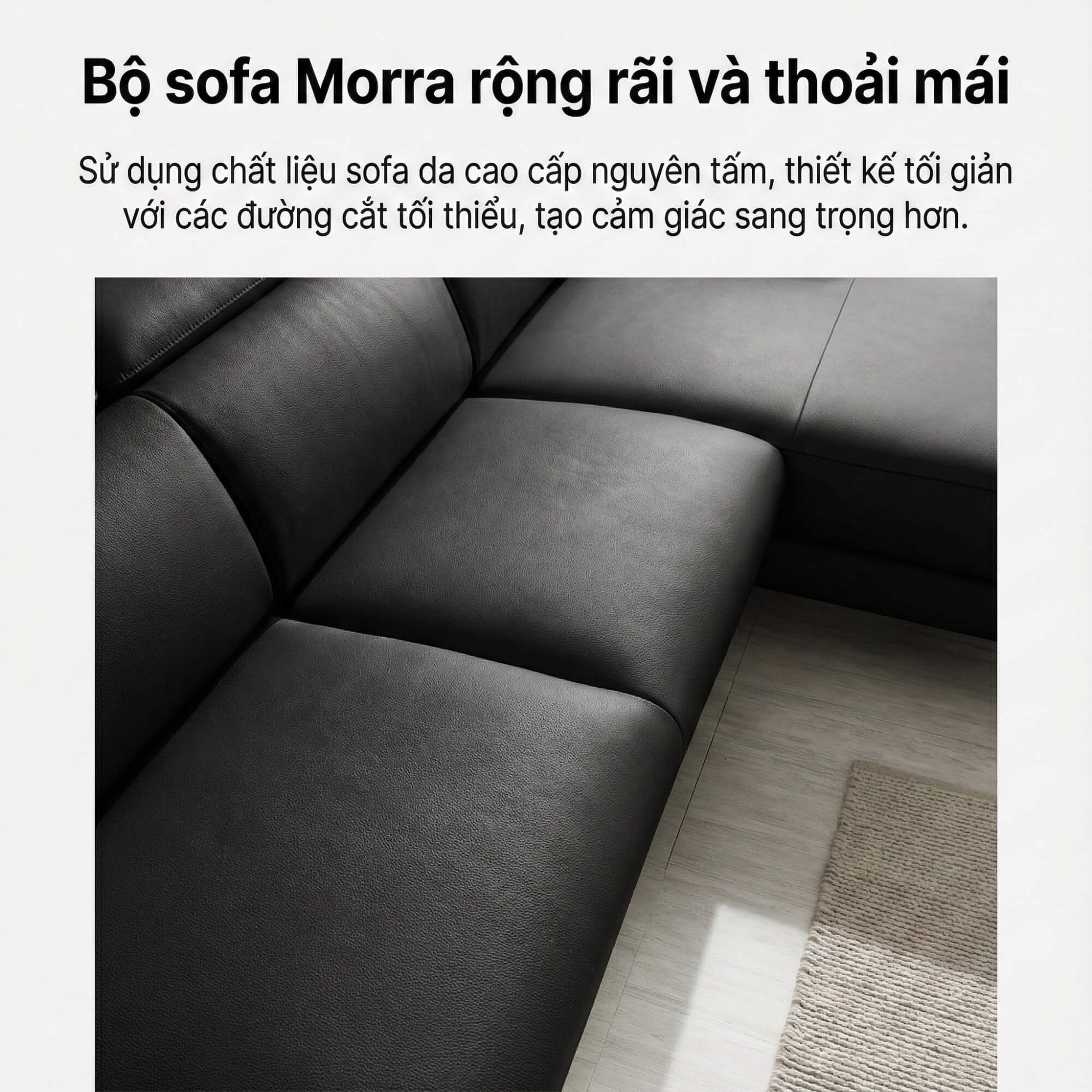 Sofa MORRA – Sofa Da Dáng Góc Hiện Đại Với Tựa Đầu Chức Năng Thư Giãn