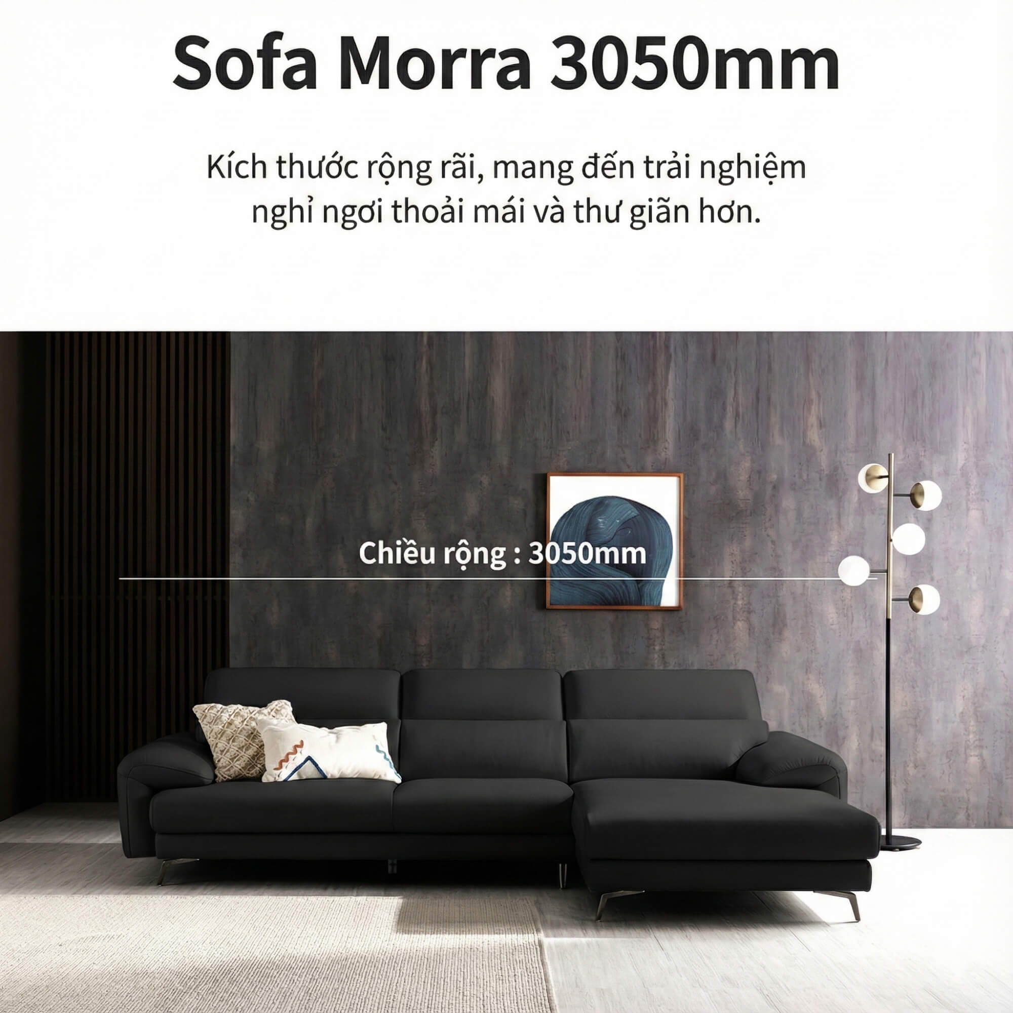 Sofa MORRA – Sofa Da Dáng Góc Hiện Đại Với Tựa Đầu Chức Năng Thư Giãn
