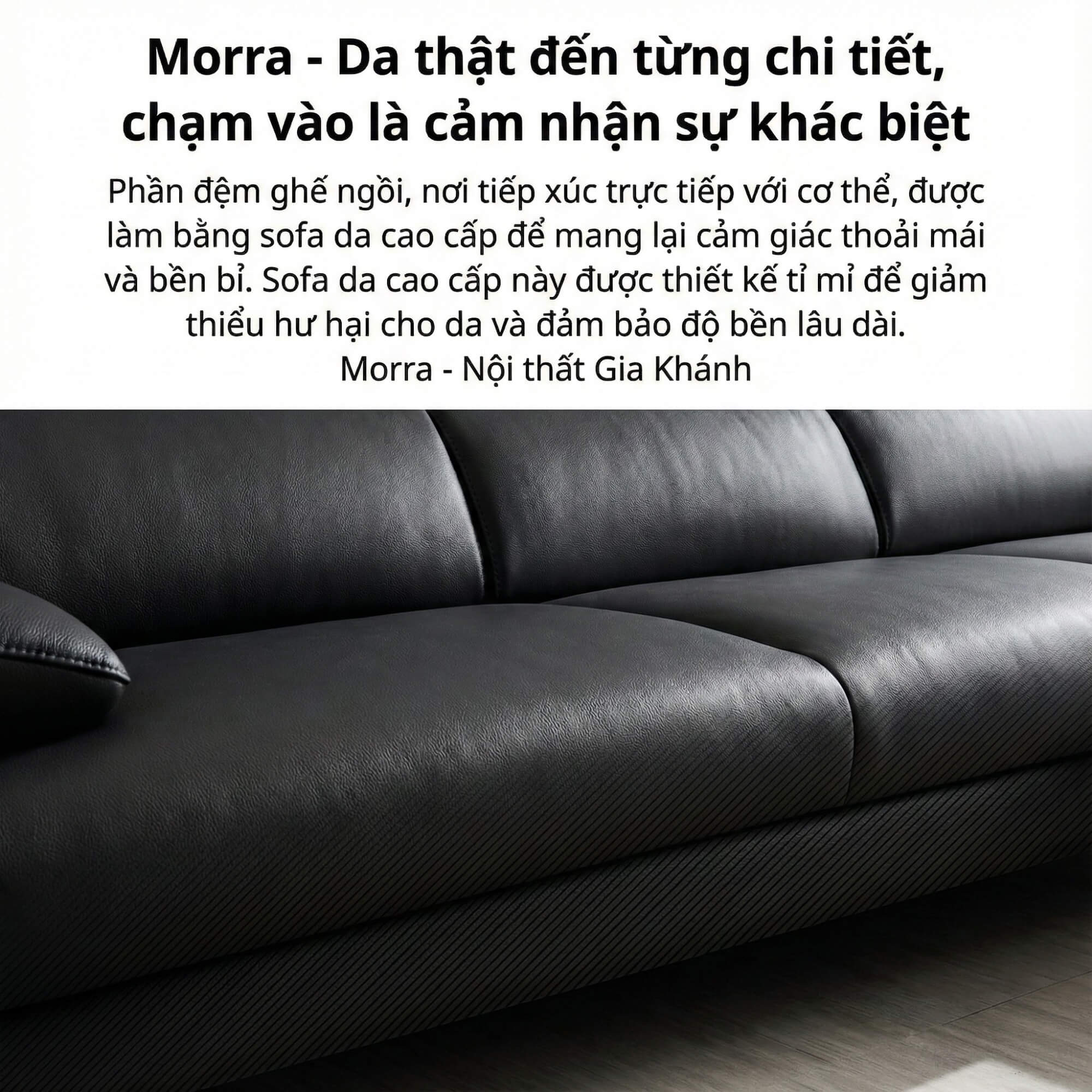 Sofa MORRA – Sofa Da Dáng Góc Hiện Đại Với Tựa Đầu Chức Năng Thư Giãn