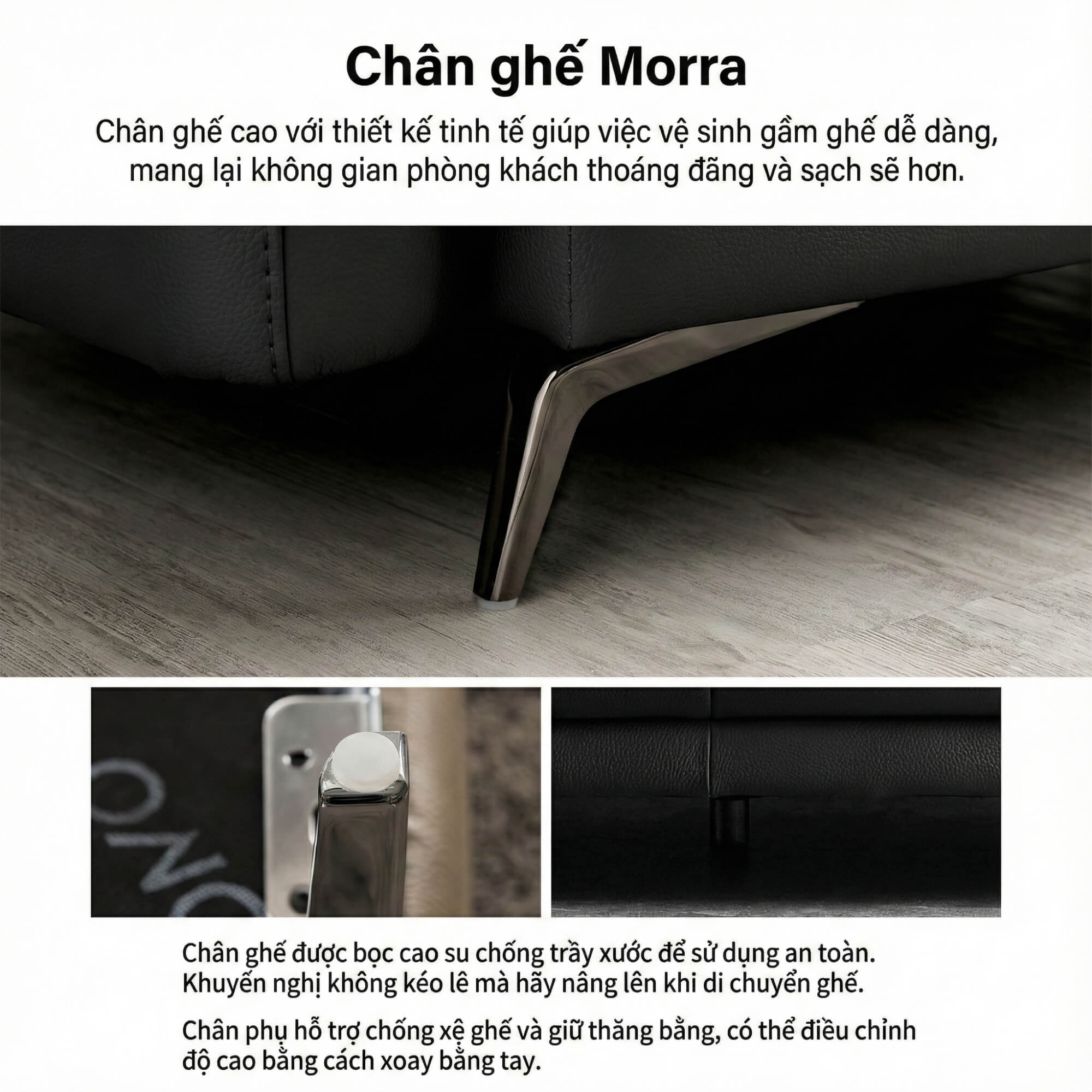 Sofa MORRA – Sofa Da Dáng Góc Hiện Đại Với Tựa Đầu Chức Năng Thư Giãn