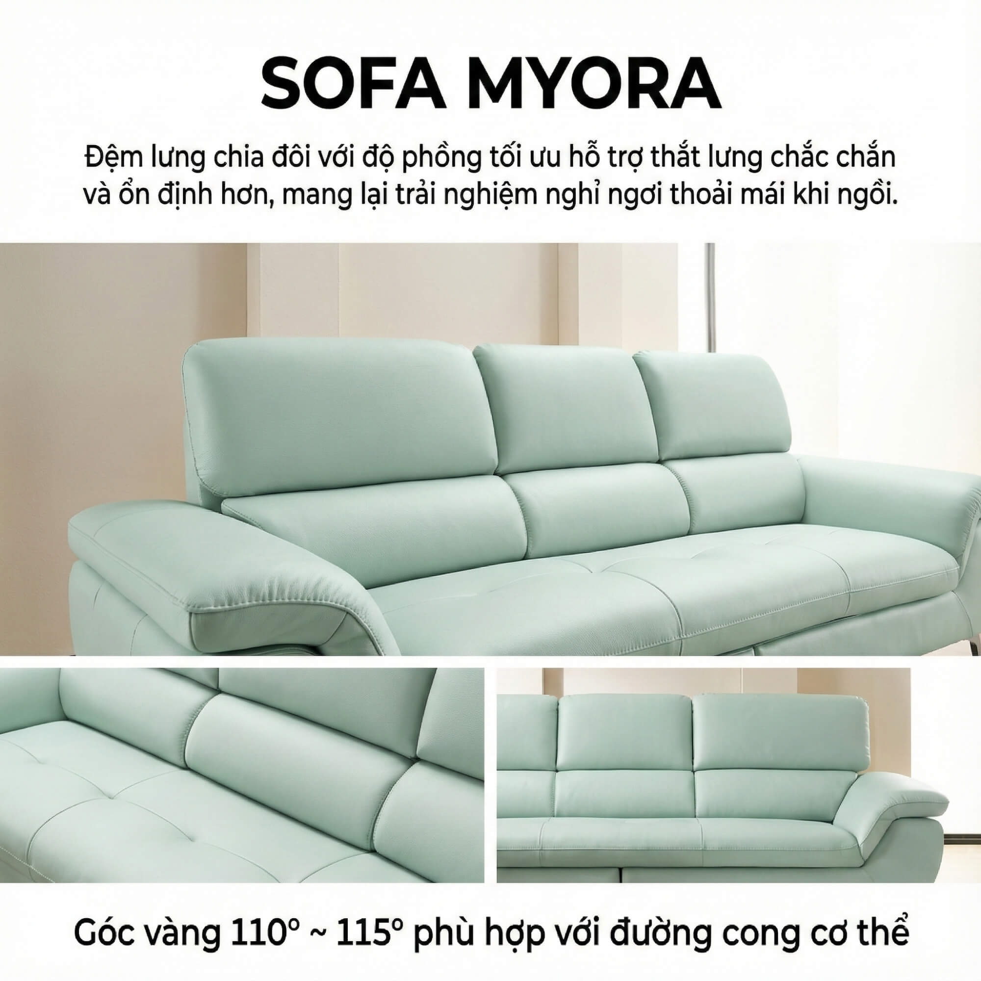Sofa MYORA - Sofa Băng Thiết kế Đơn Giản Phù Hợp Mọi Không Gian