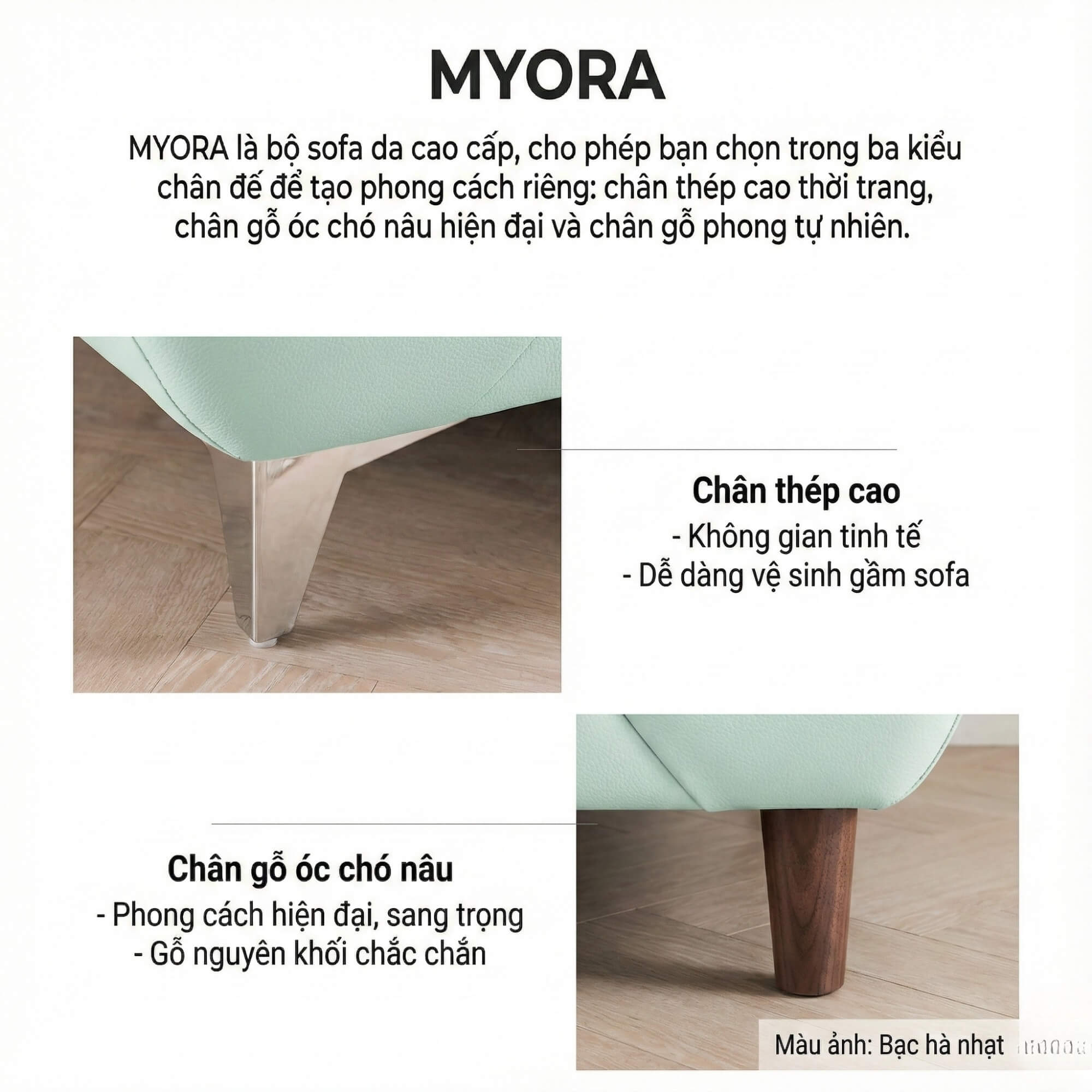 Sofa MYORA - Sofa Băng Thiết kế Đơn Giản Phù Hợp Mọi Không Gian