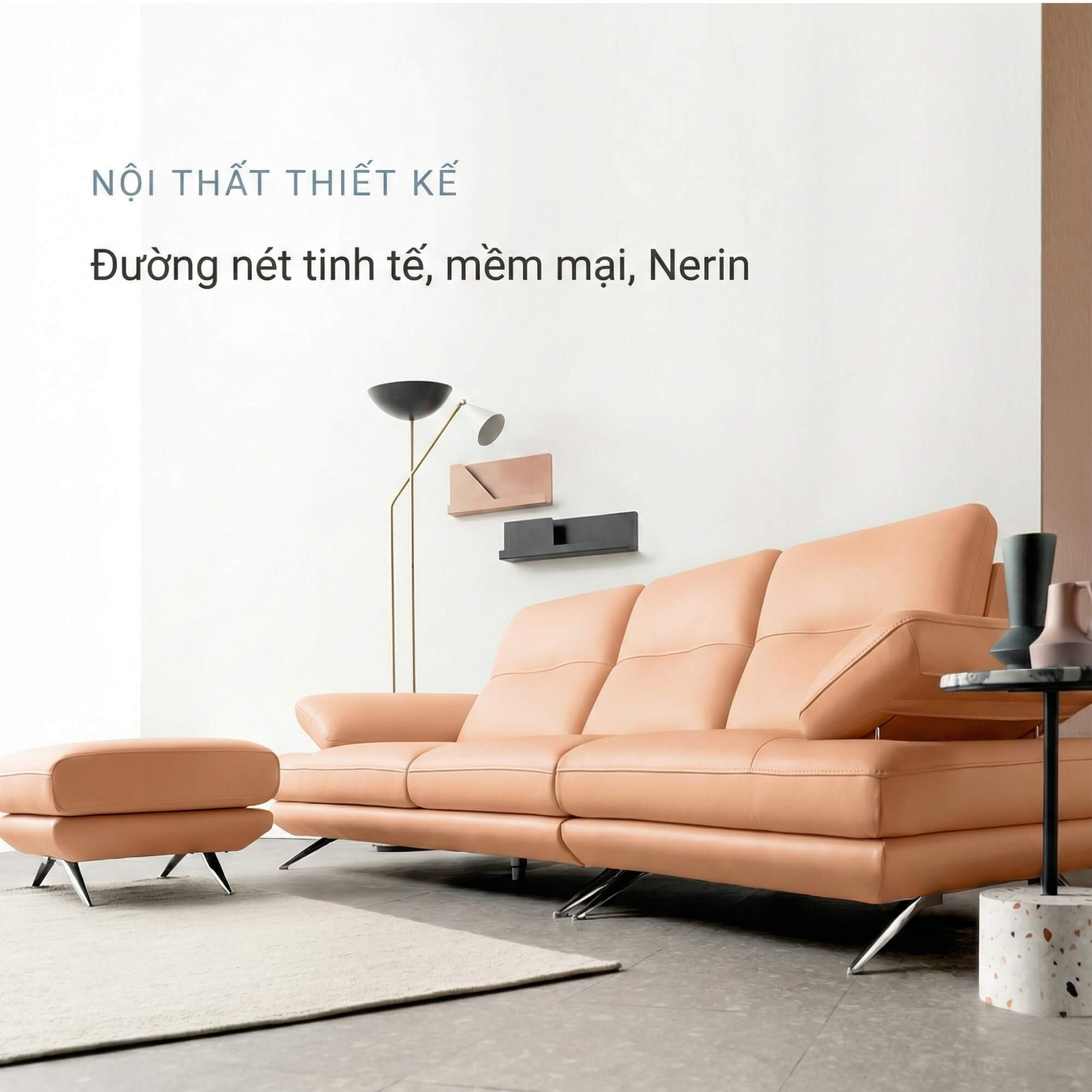 Sofa NERIN – Sofa Góc Bọc Da Cao Cấp Với Tựa Tay Vịn Điều Chỉnh Thông Minh 