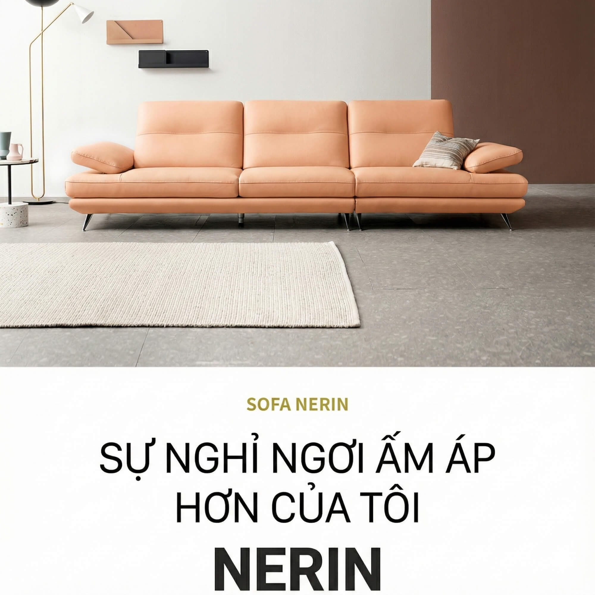 Sofa NERIN – Sofa Góc Bọc Da Cao Cấp Với Tựa Tay Vịn Điều Chỉnh Thông Minh 