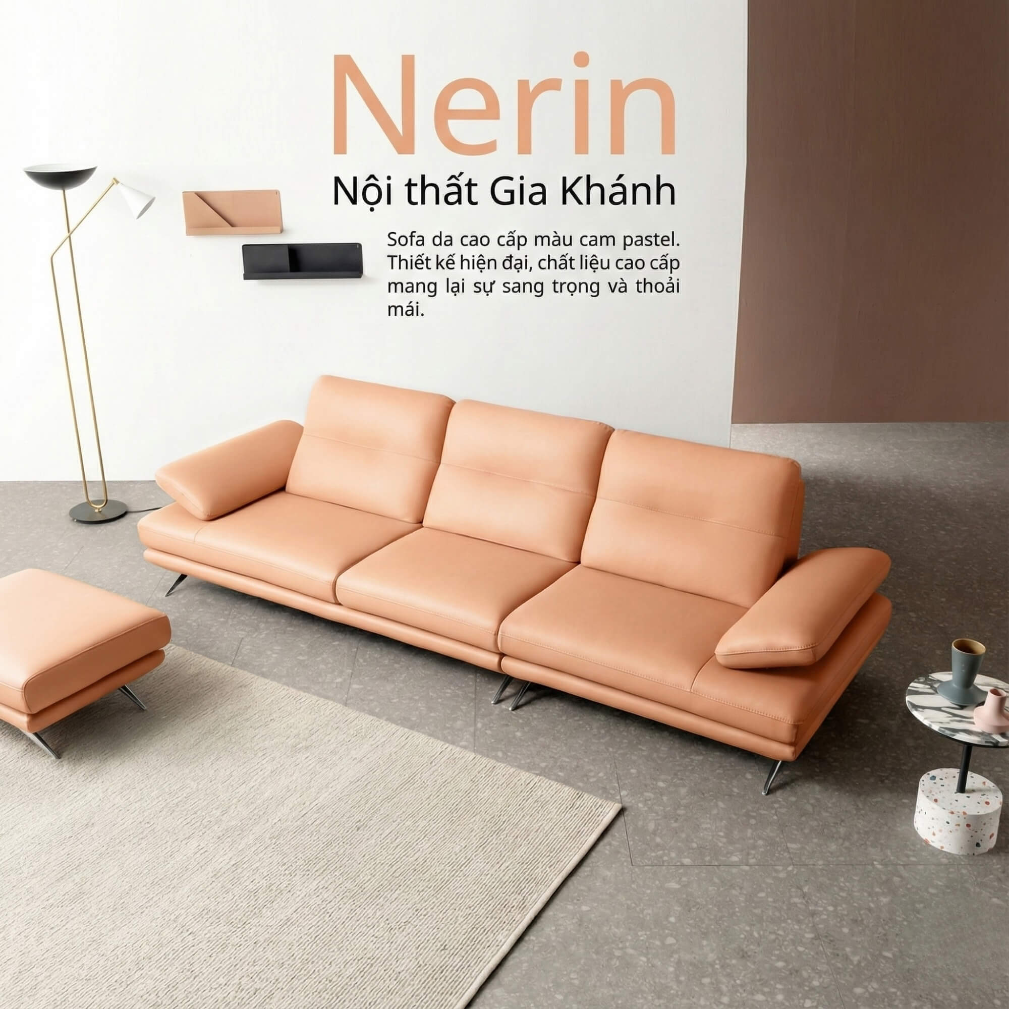 Sofa NERIN – Sofa Góc Bọc Da Cao Cấp Với Tựa Tay Vịn Điều Chỉnh Thông Minh 