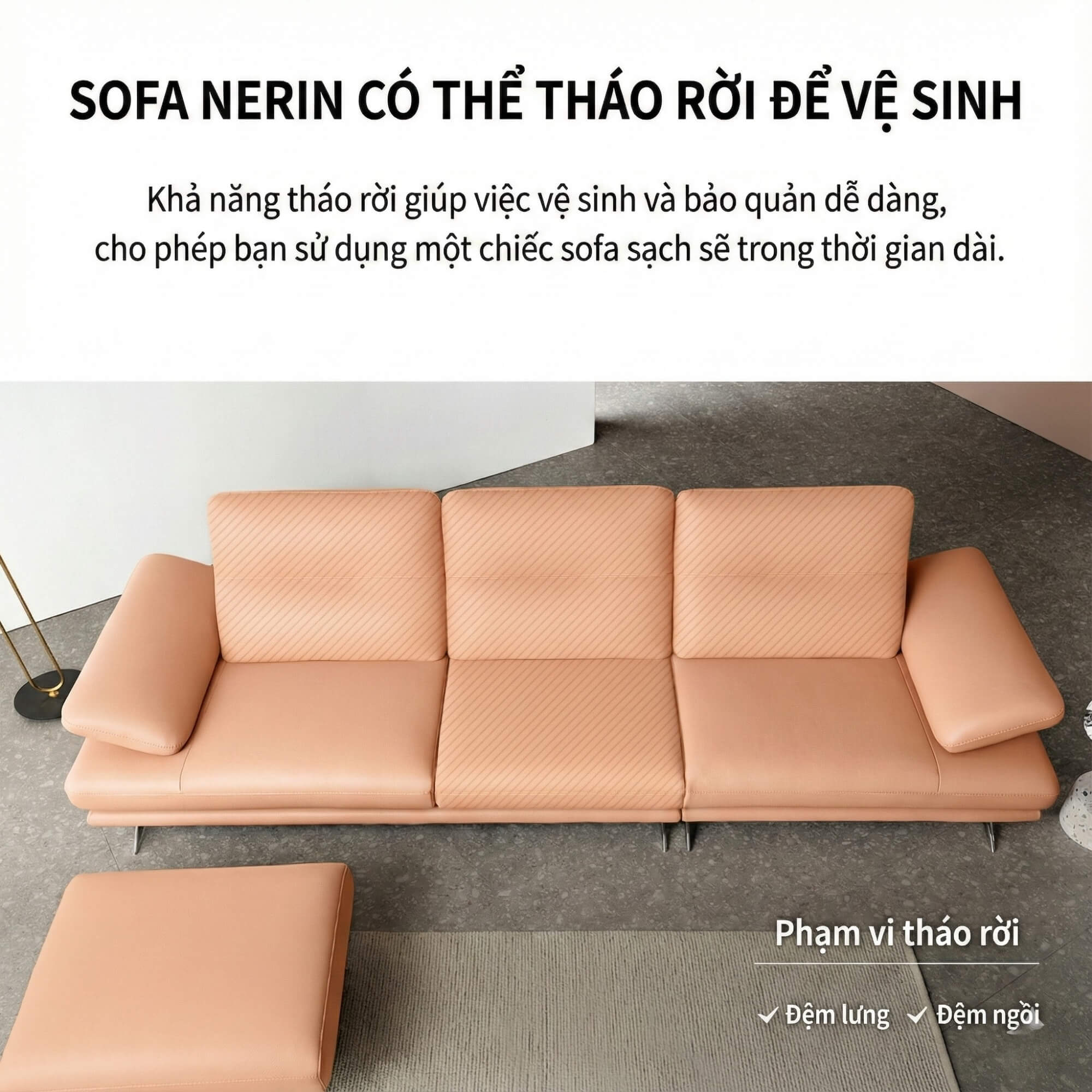 Sofa NERIN – Sofa Góc Bọc Da Cao Cấp Với Tựa Tay Vịn Điều Chỉnh Thông Minh 