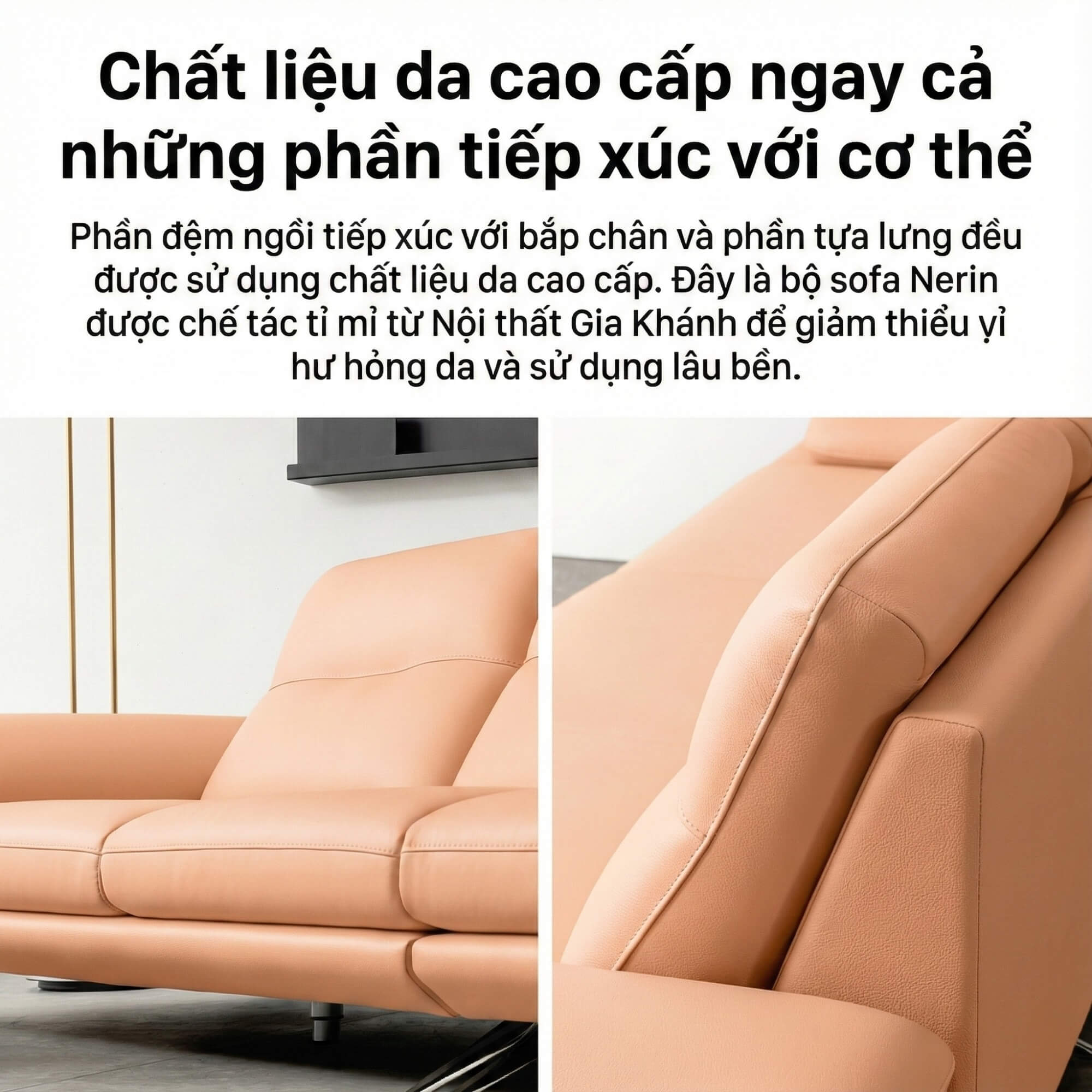 Sofa NERIN – Sofa Góc Bọc Da Cao Cấp Với Tựa Tay Vịn Điều Chỉnh Thông Minh 