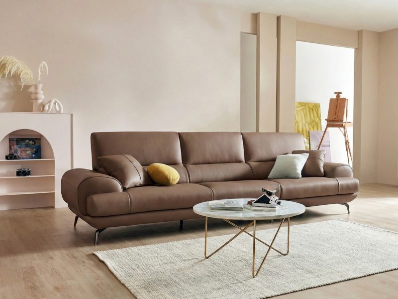 Sofa NESTEEN - Sofa Hiện Đại Bọc Da Cao Cấp Thiết Kế Tay Tròn Độc Đáo