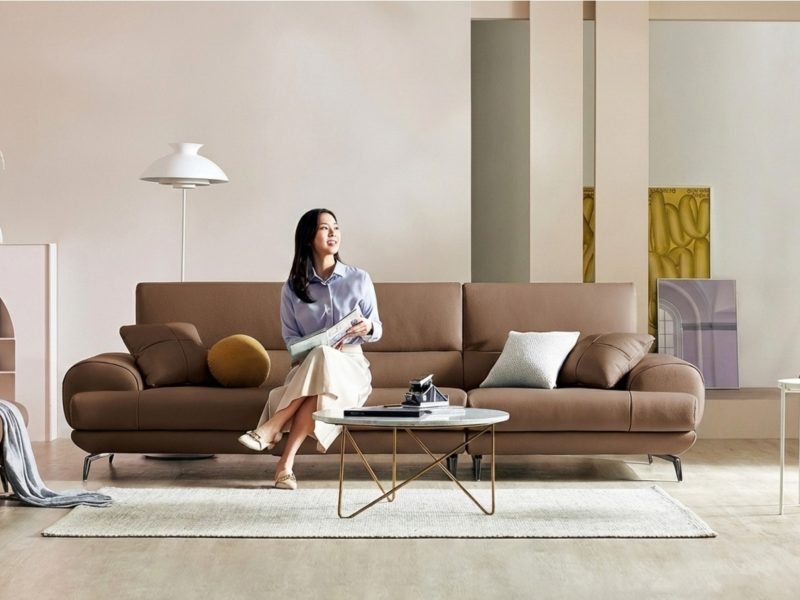 Sofa NESTEEN - Sofa Hiện Đại Bọc Da Cao Cấp Thiết Kế Tay Tròn Độc Đáo