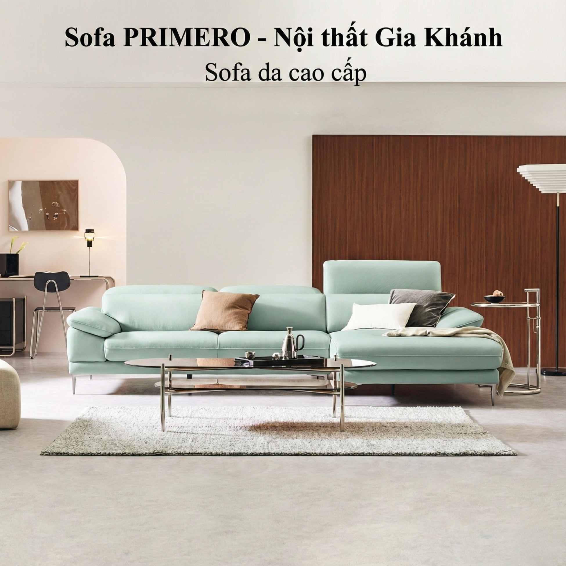 Sofa PRIMERO – Sofa Da Cao Cấp Chữ L Hiện Đại Tựa Đầu Điều Chỉnh 