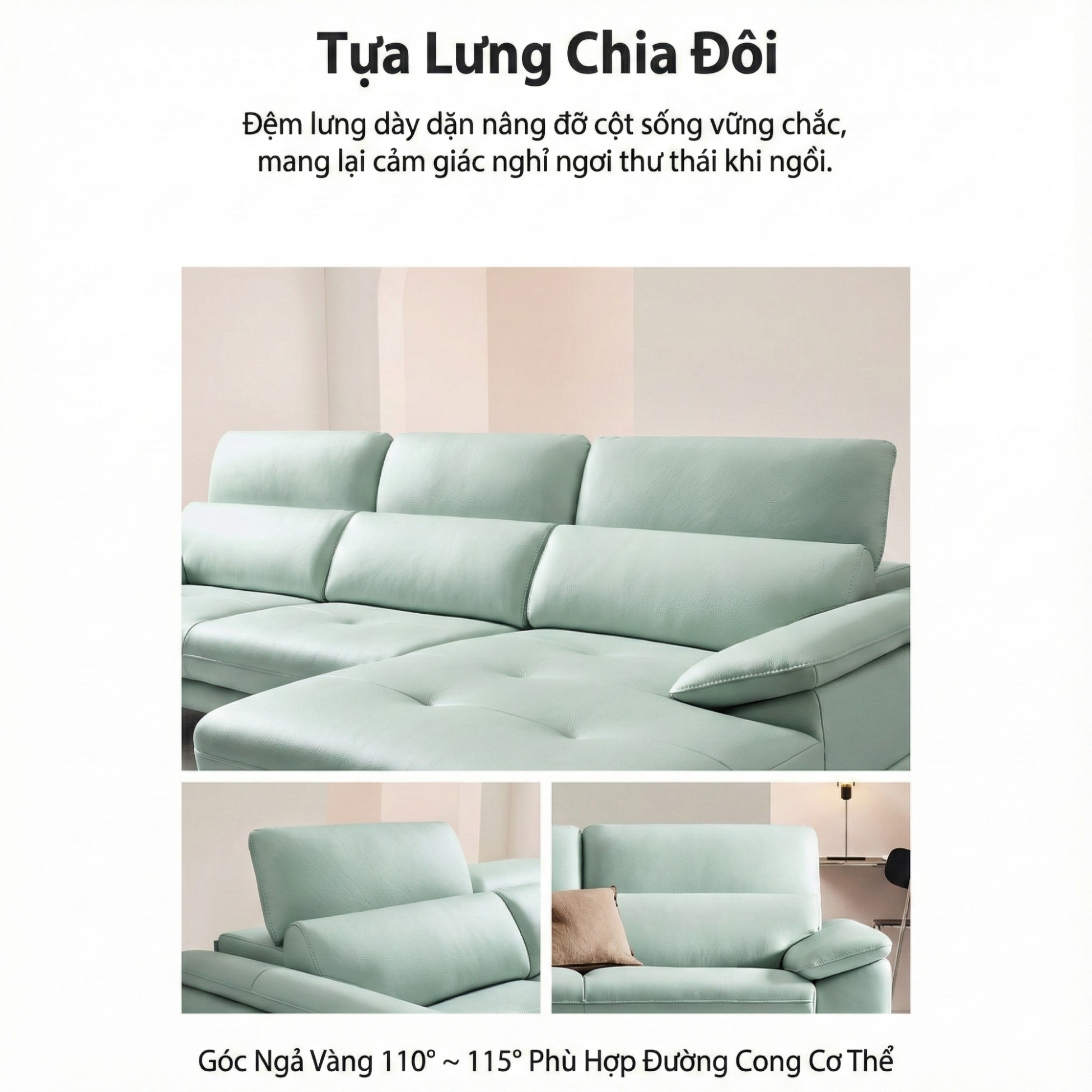 Sofa PRIMERO – Sofa Da Cao Cấp Chữ L Hiện Đại Tựa Đầu Điều Chỉnh 