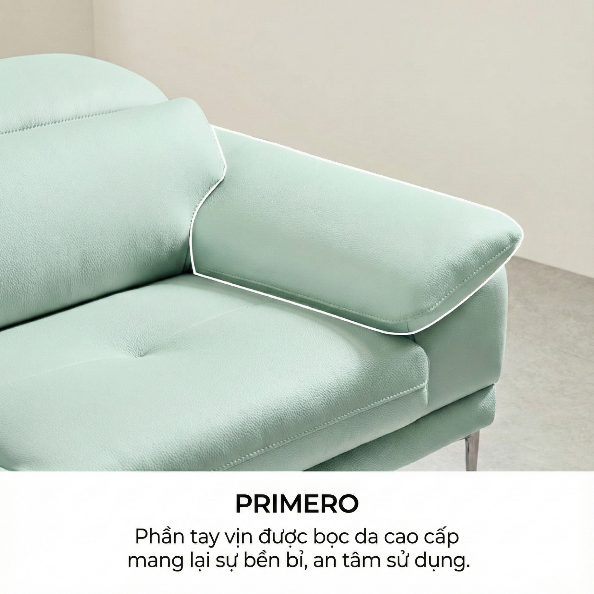 Sofa PRIMERO – Sofa Da Cao Cấp Chữ L Hiện Đại Tựa Đầu Điều Chỉnh 