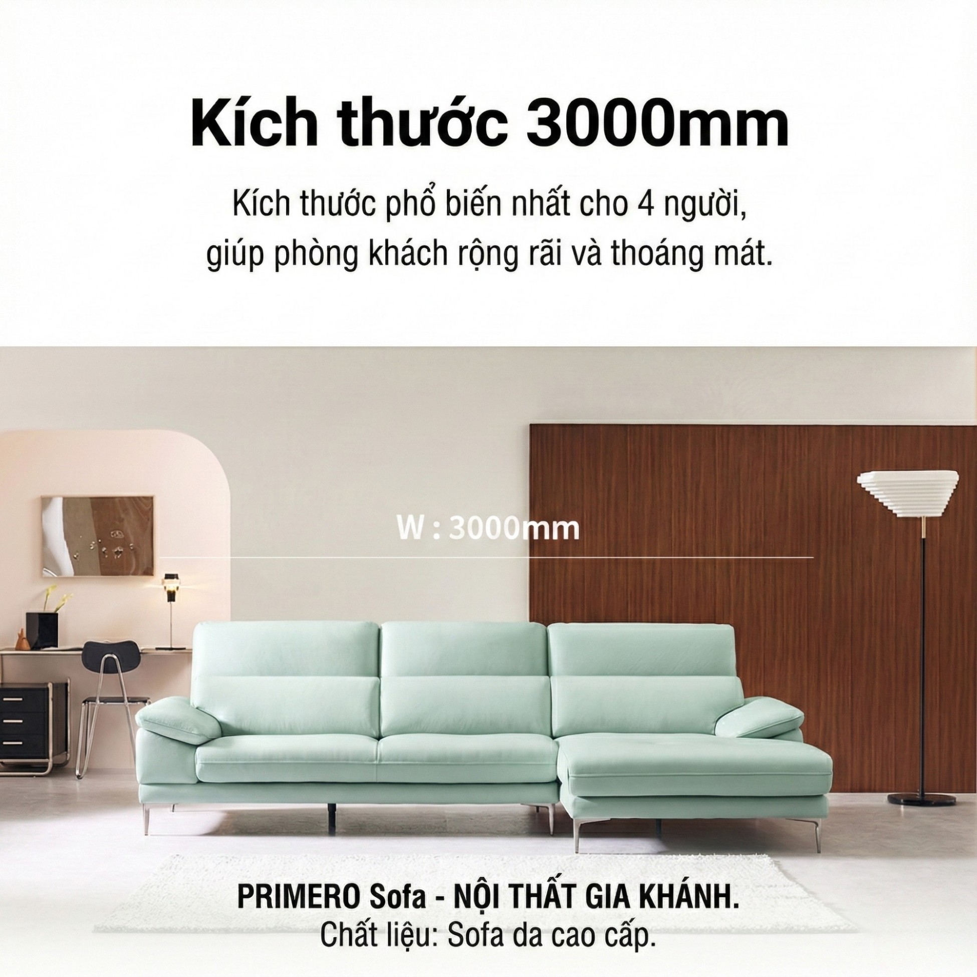 Sofa PRIMERO – Sofa Da Cao Cấp Chữ L Hiện Đại Tựa Đầu Điều Chỉnh 