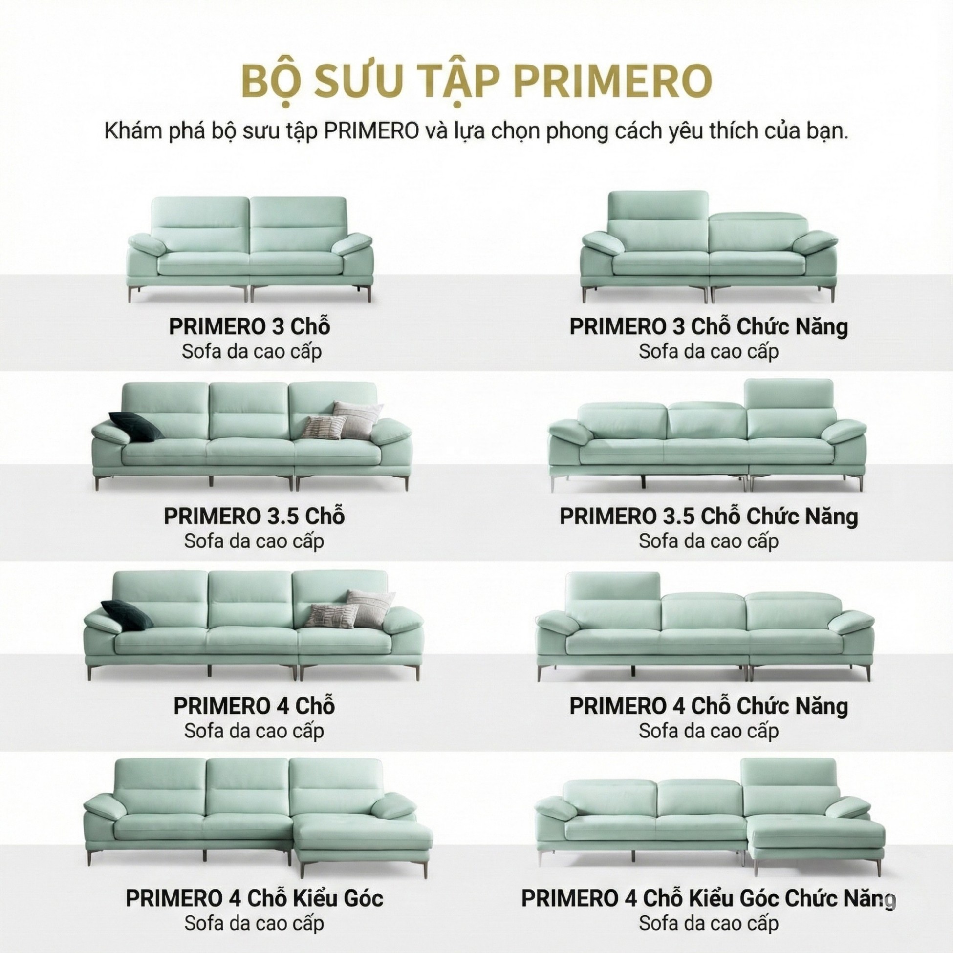 Sofa PRIMERO – Sofa Da Cao Cấp Chữ L Hiện Đại Tựa Đầu Điều Chỉnh 