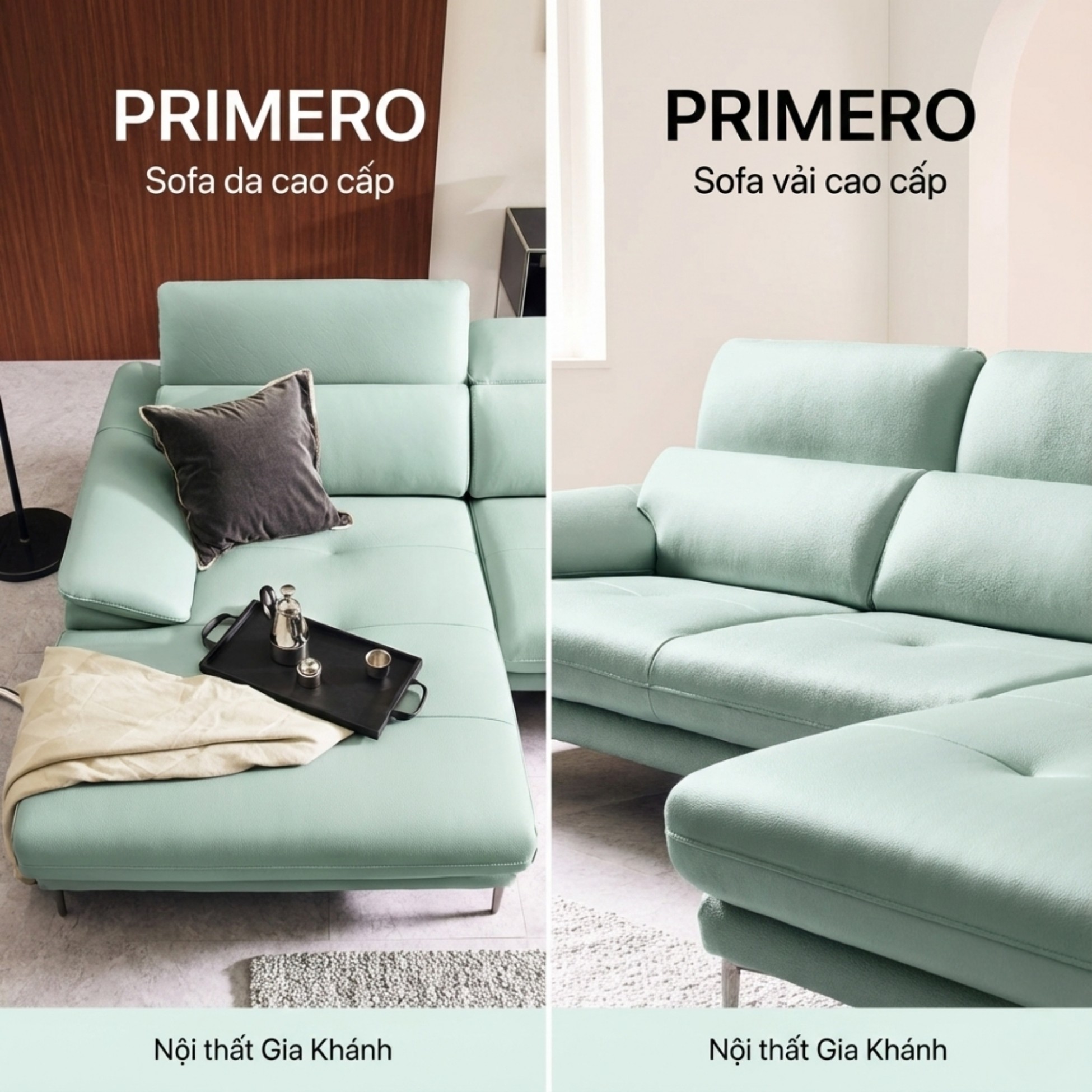 Sofa PRIMERO – Sofa Da Cao Cấp Chữ L Hiện Đại Tựa Đầu Điều Chỉnh 