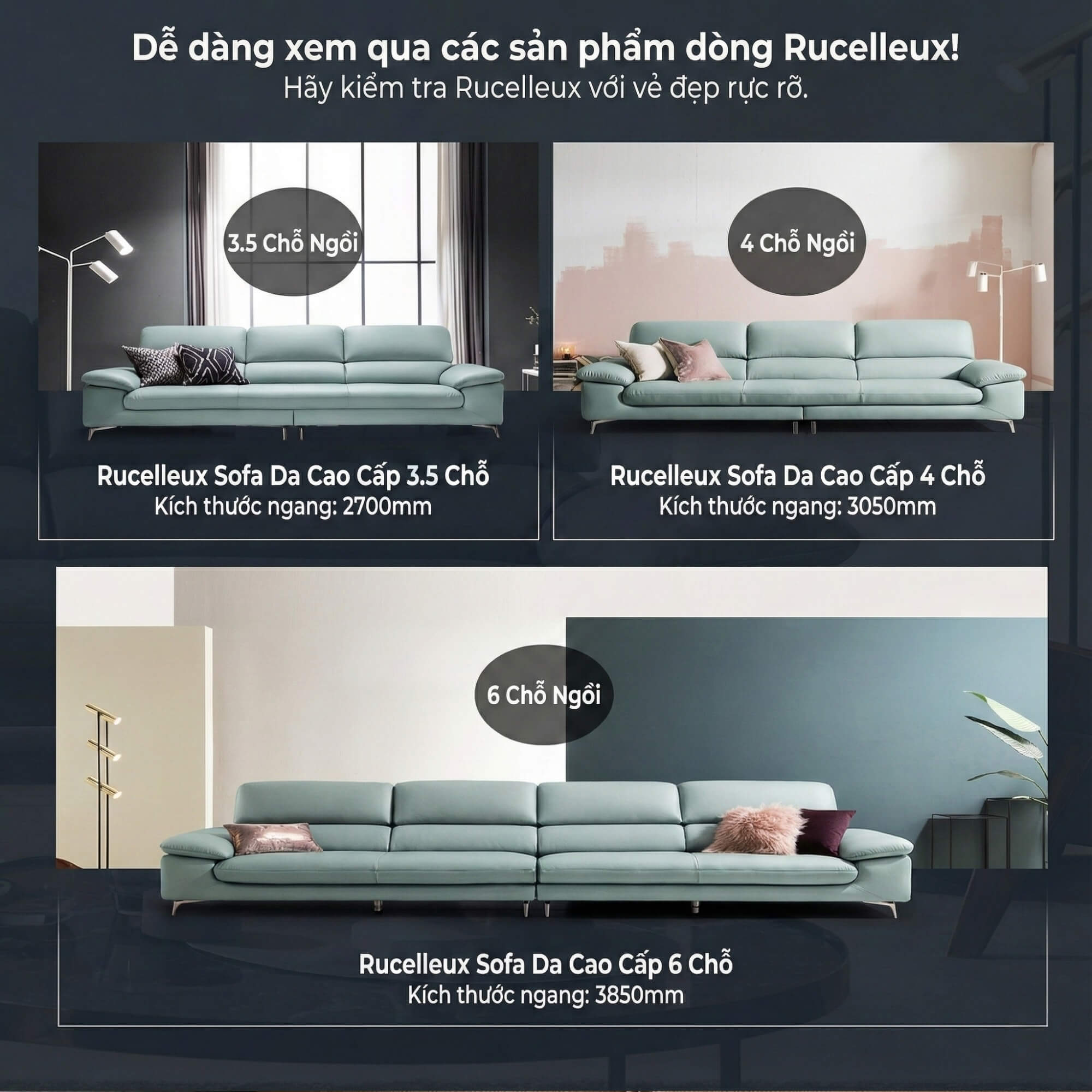 Sofa RUCELLEUX - Sofa Băng Cỡ Lớn Thiết Kế Tối Giản Hiện Đại