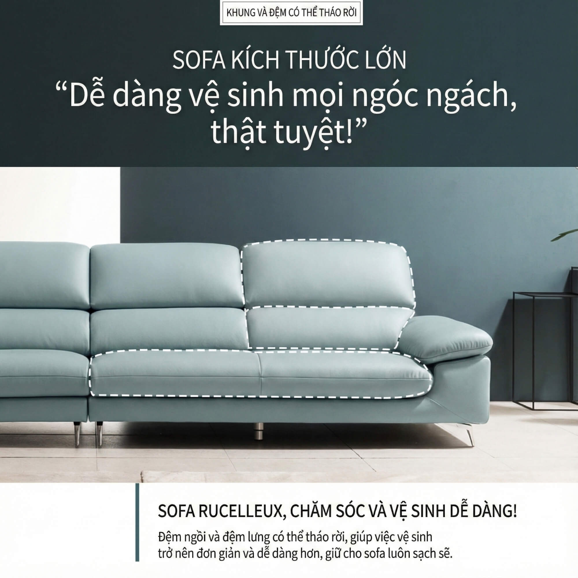 Sofa RUCELLEUX - Sofa Băng Cỡ Lớn Thiết Kế Tối Giản Hiện Đại