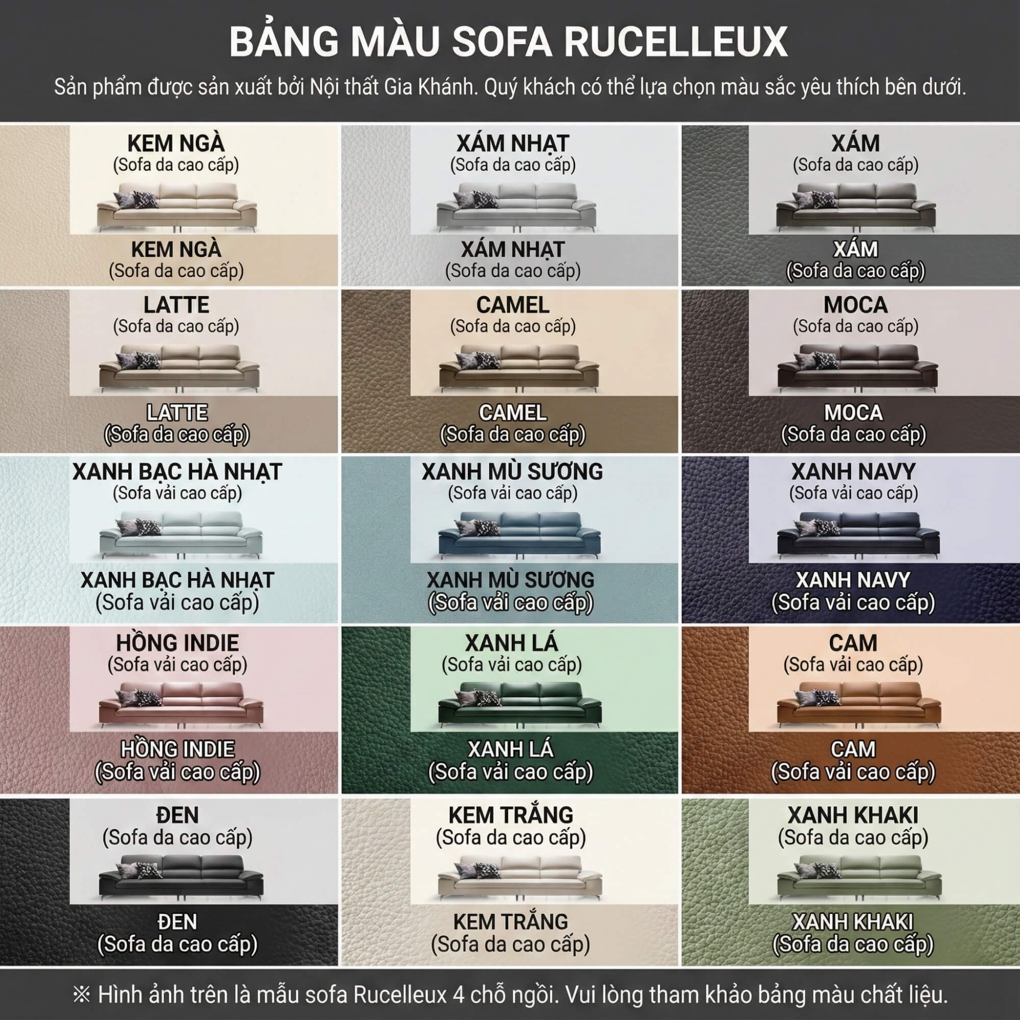 Sofa RUCELLEUX - Sofa Băng Cỡ Lớn Thiết Kế Tối Giản Hiện Đại