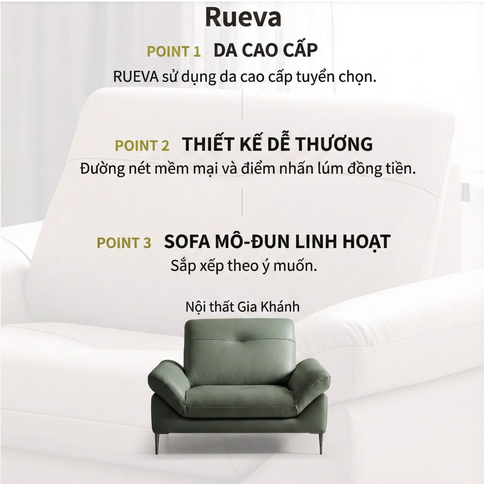 Sofa RUEVA - Sofa Đơn Cỡ Lớn Thư Giãn Cho Gia Đình 