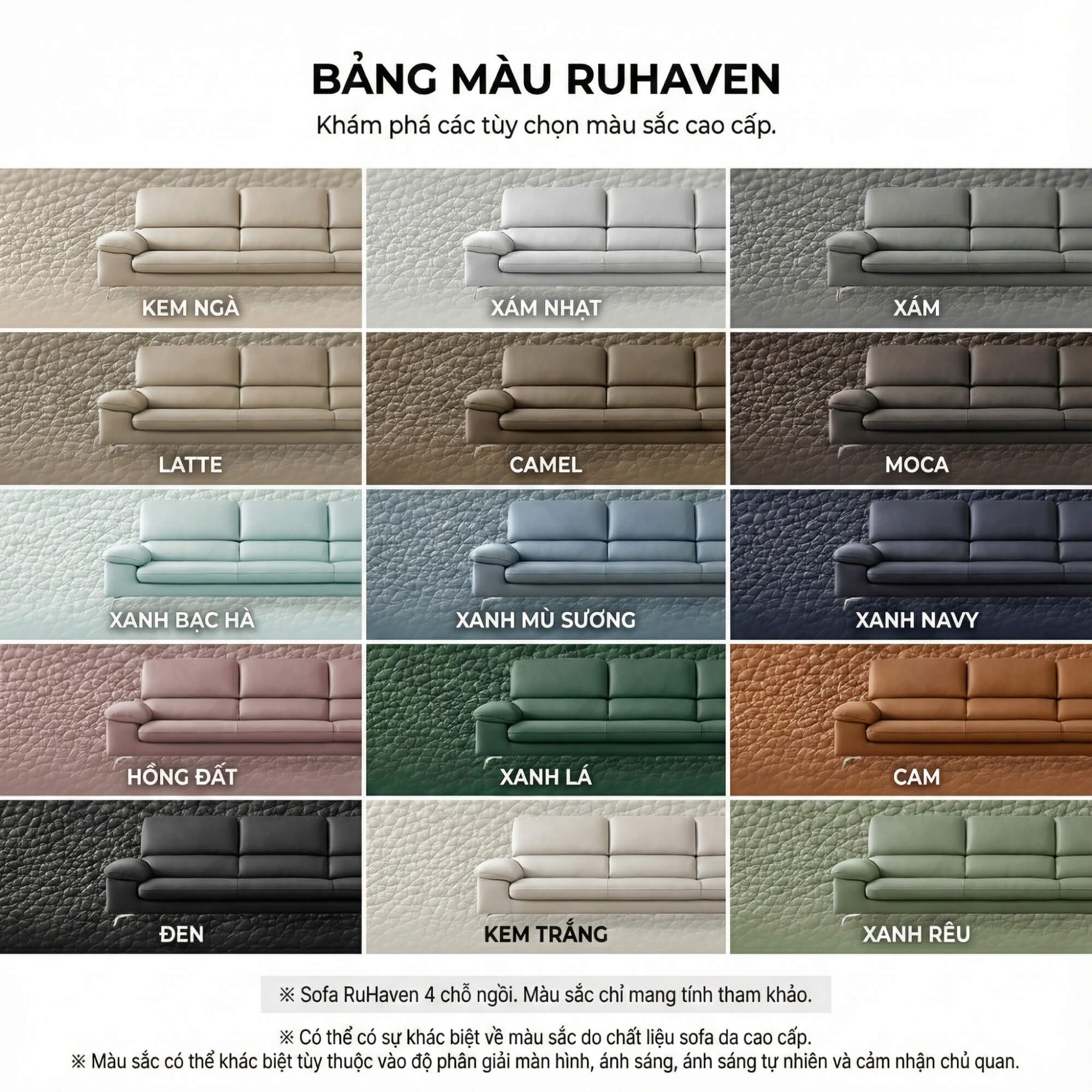 Sofa RUHAVEN - Sofa Băng 3.5 Chỗ Êm Ái Cho Gia Đình