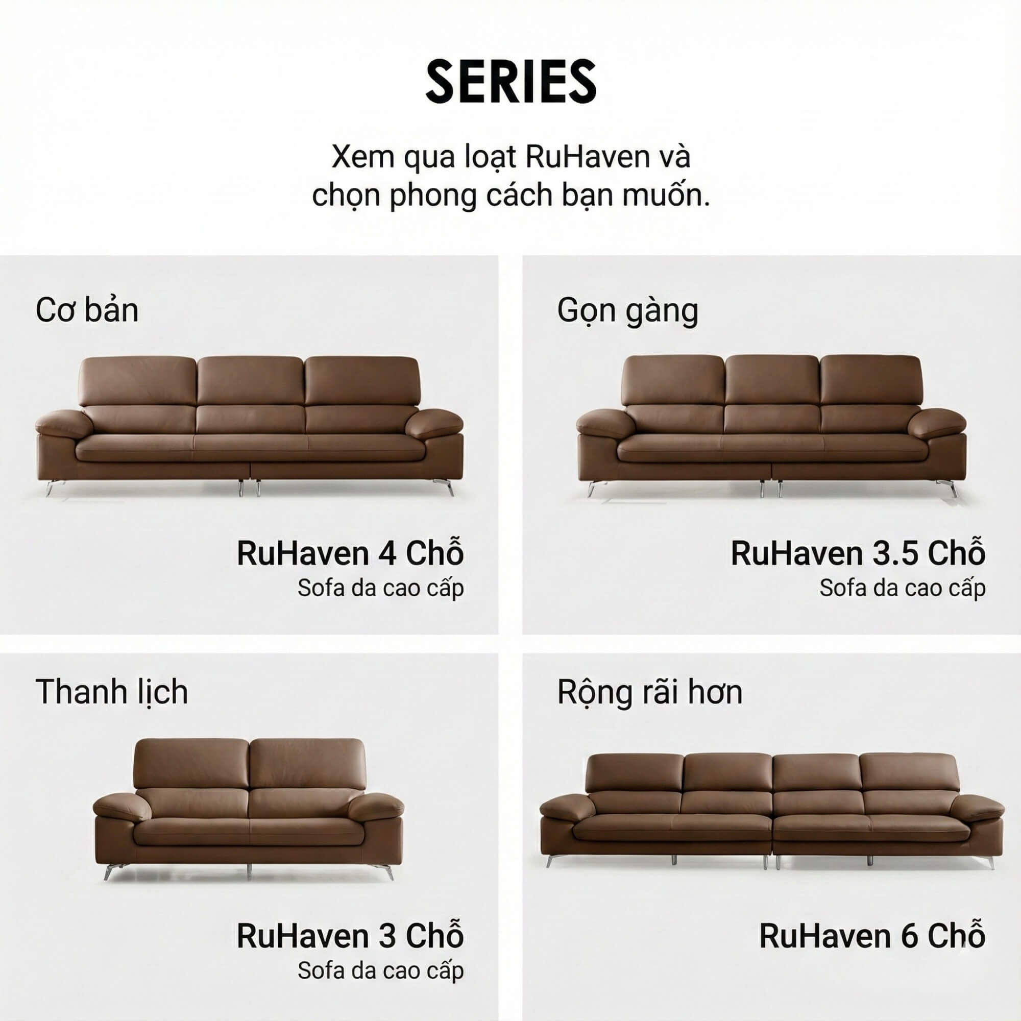 Sofa RUHAVEN - Sofa Băng 3.5 Chỗ Êm Ái Cho Gia Đình